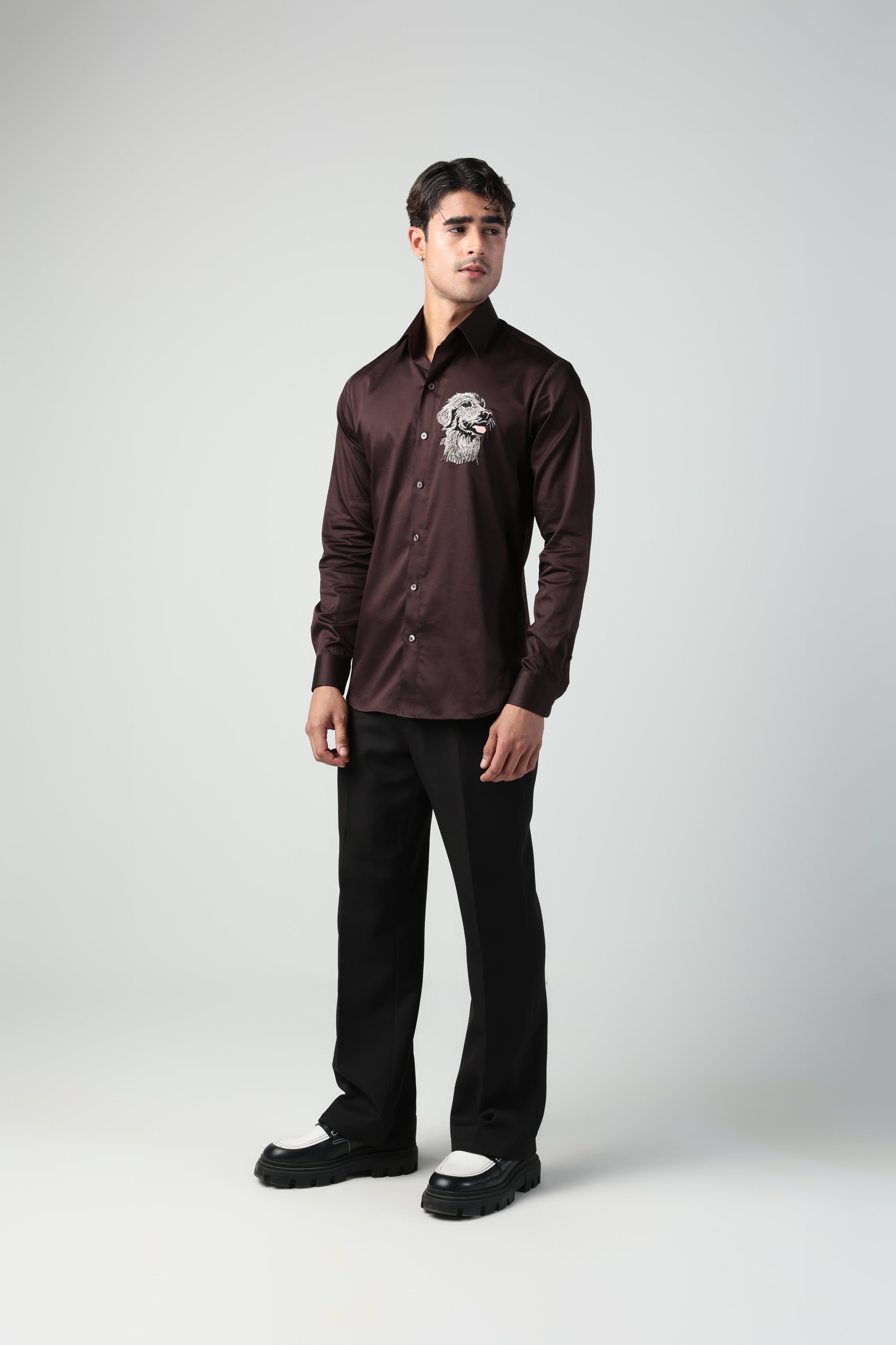 ZEUS DARK BROWN GOLDEN RETRIEVER DOG HAND EMROIDERED SHIRT (PET SPECIAL)