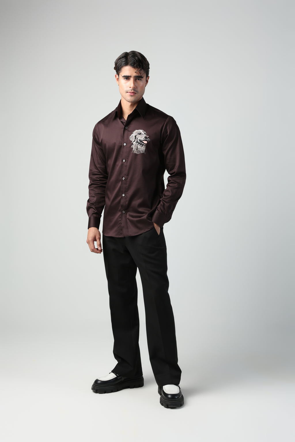 ZEUS DARK BROWN GOLDEN RETRIEVER DOG HAND EMROIDERED SHIRT (PET SPECIAL)