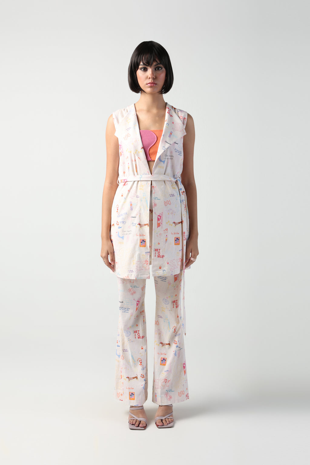 IANA ITALIAN SUMMER PRINT COLOR BLOCKED 3 PIECE CO-ORD SET