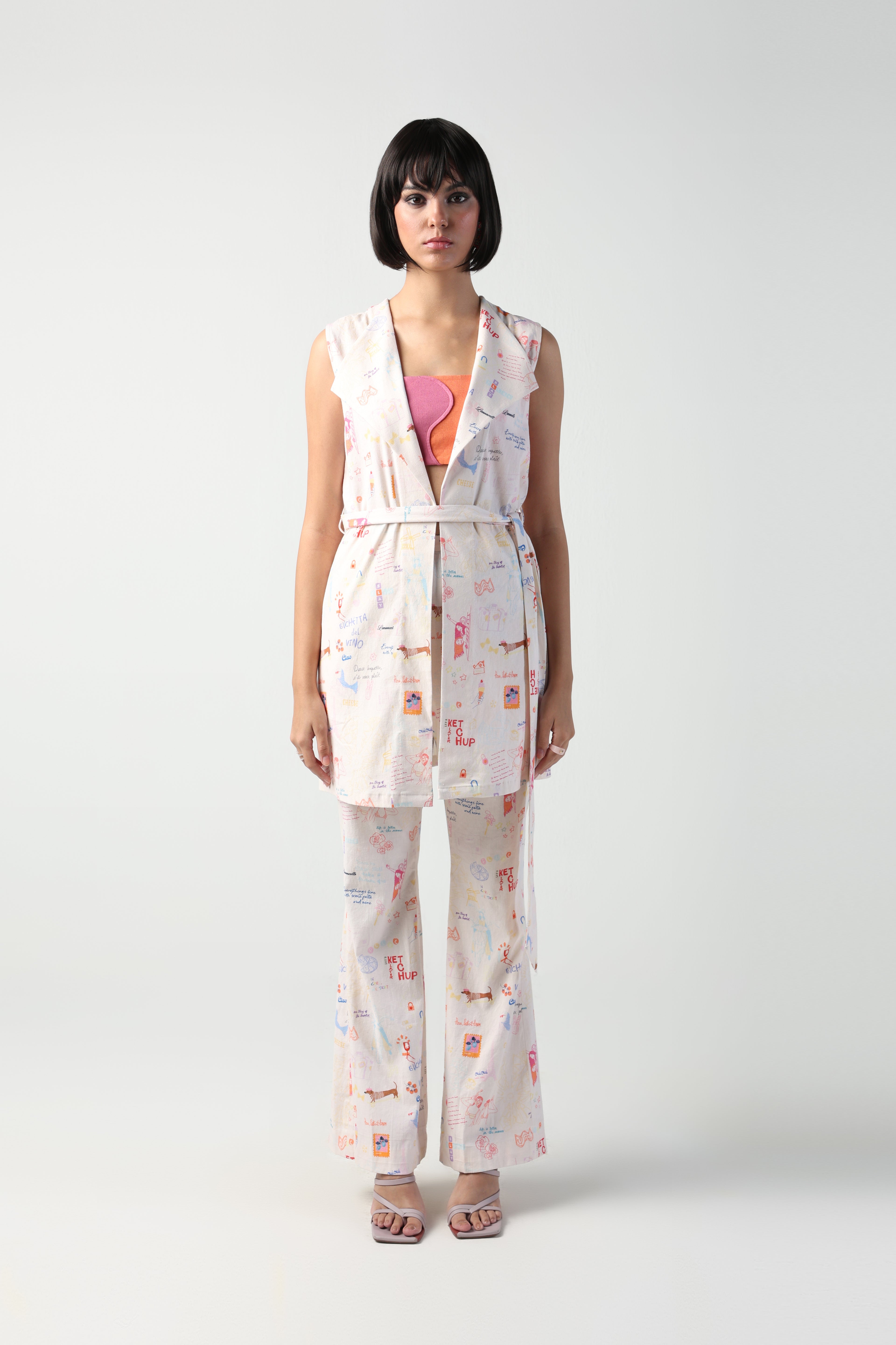 IANA ITALIAN SUMMER PRINT COLOR BLOCKED 3 PIECE CO-ORD SET