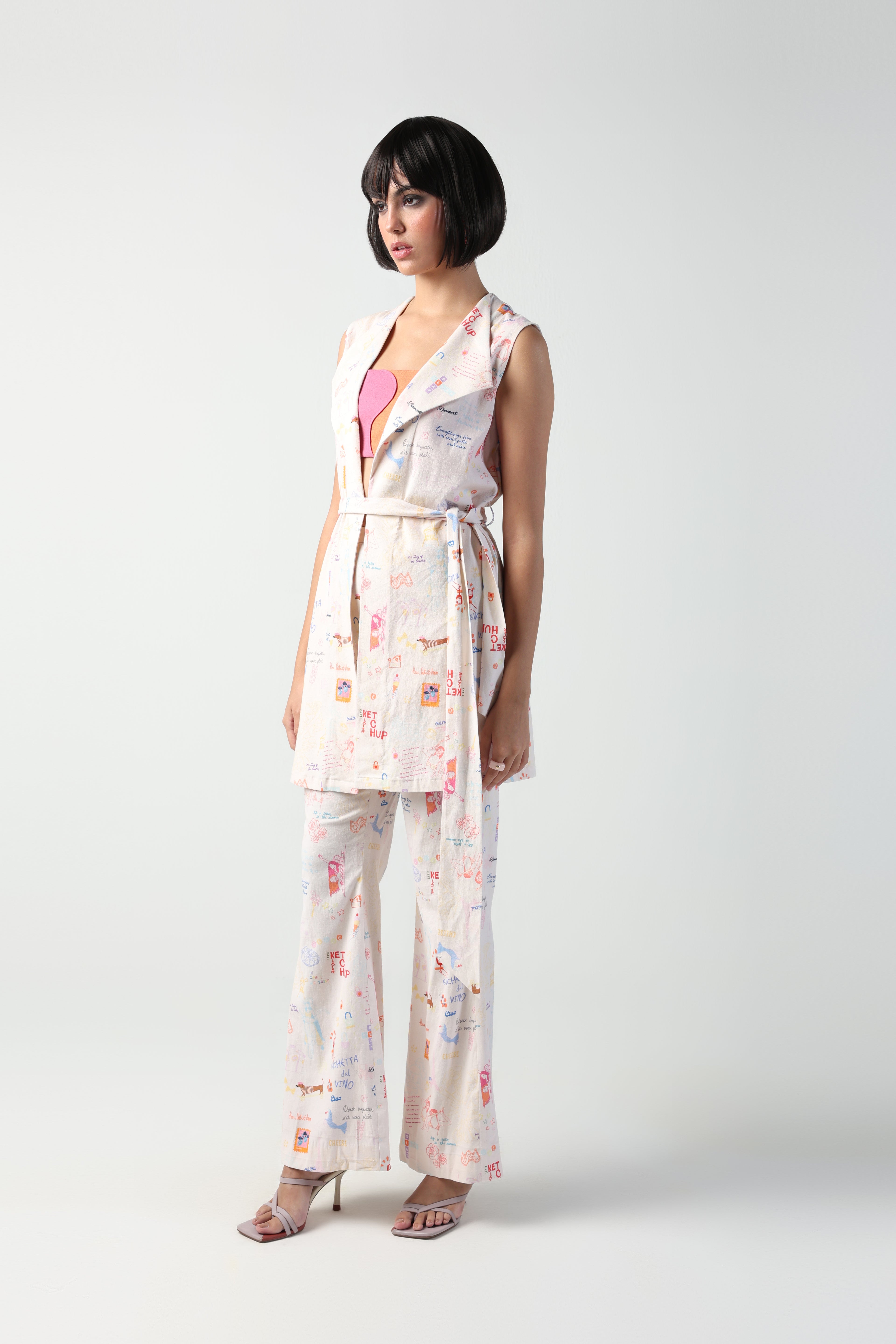 IANA ITALIAN SUMMER PRINT COLOR BLOCKED 3 PIECE CO-ORD SET