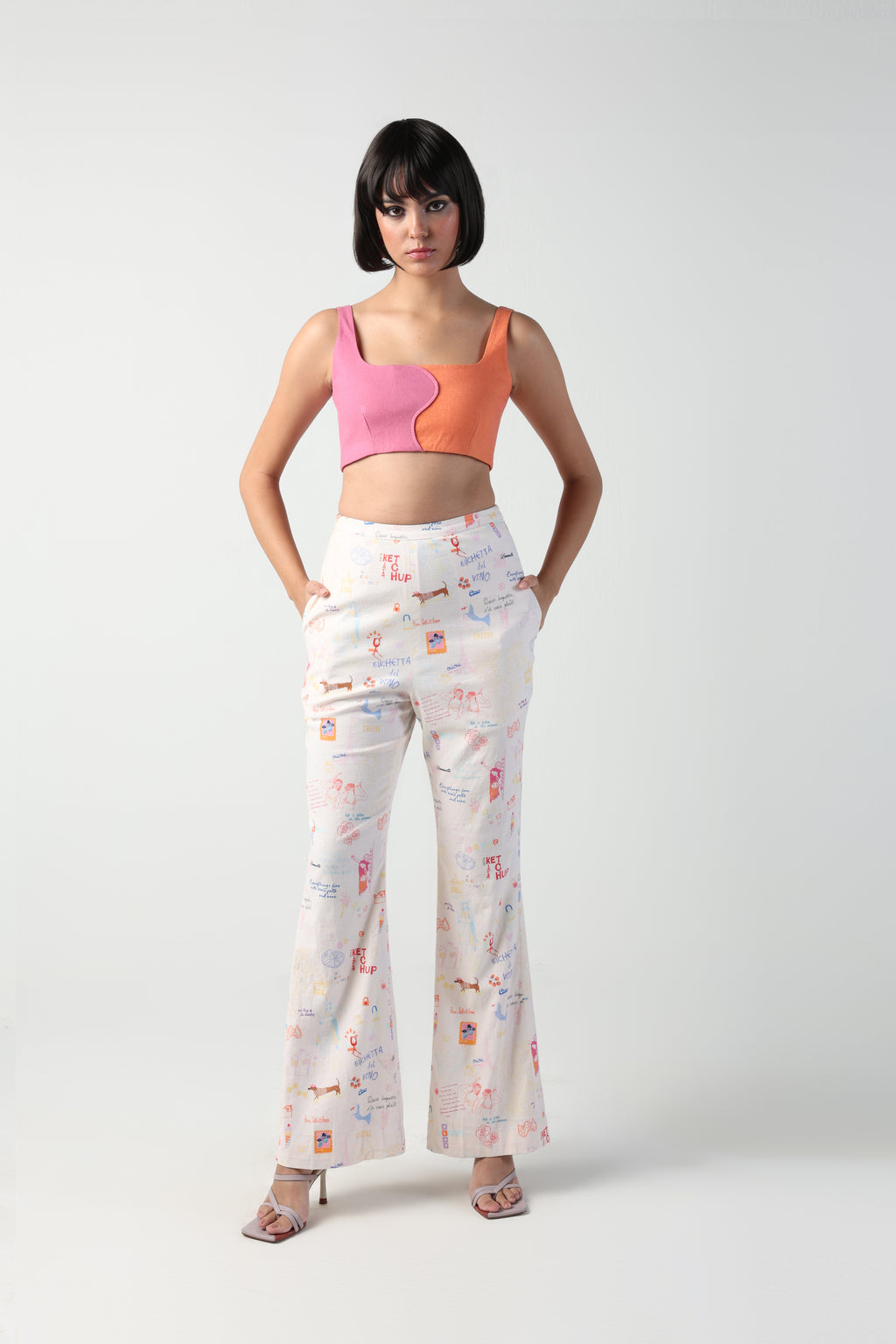 IANA ITALIAN SUMMER PRINT COLOR BLOCKED 3 PIECE CO-ORD SET