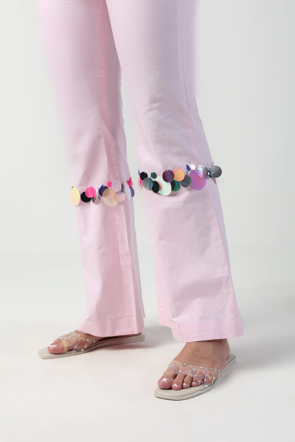 NINA PINK ONE SIDED COLDSHOULDER SEQUIN PANT CO-ORD SET