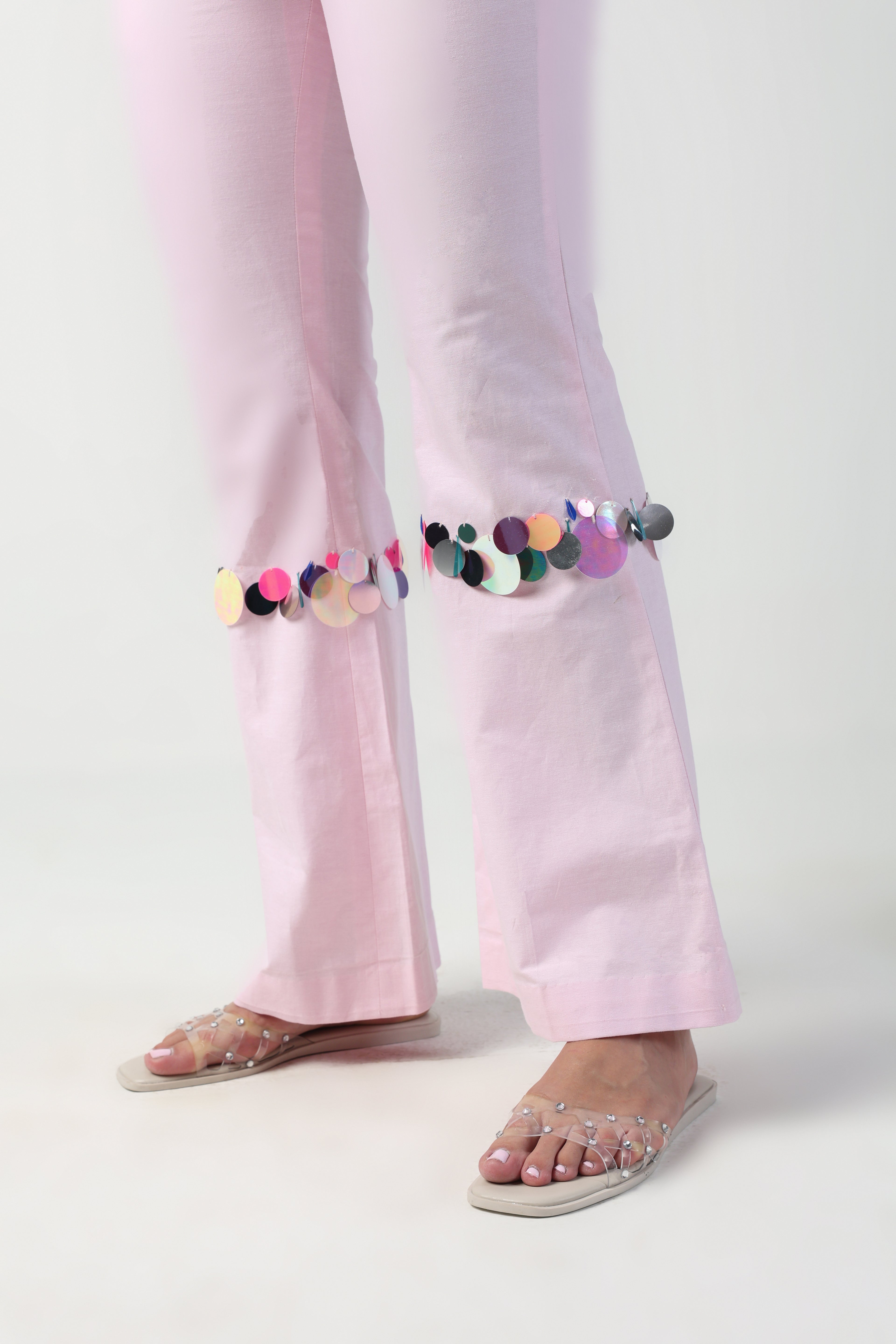 NINA PINK ONE SIDED COLDSHOULDER SEQUIN PANT CO-ORD SET