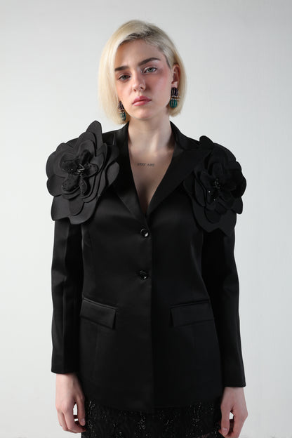 ALICIA MULTI SIZED 3D FLOWER OVERSIZED LOOK JACKET
