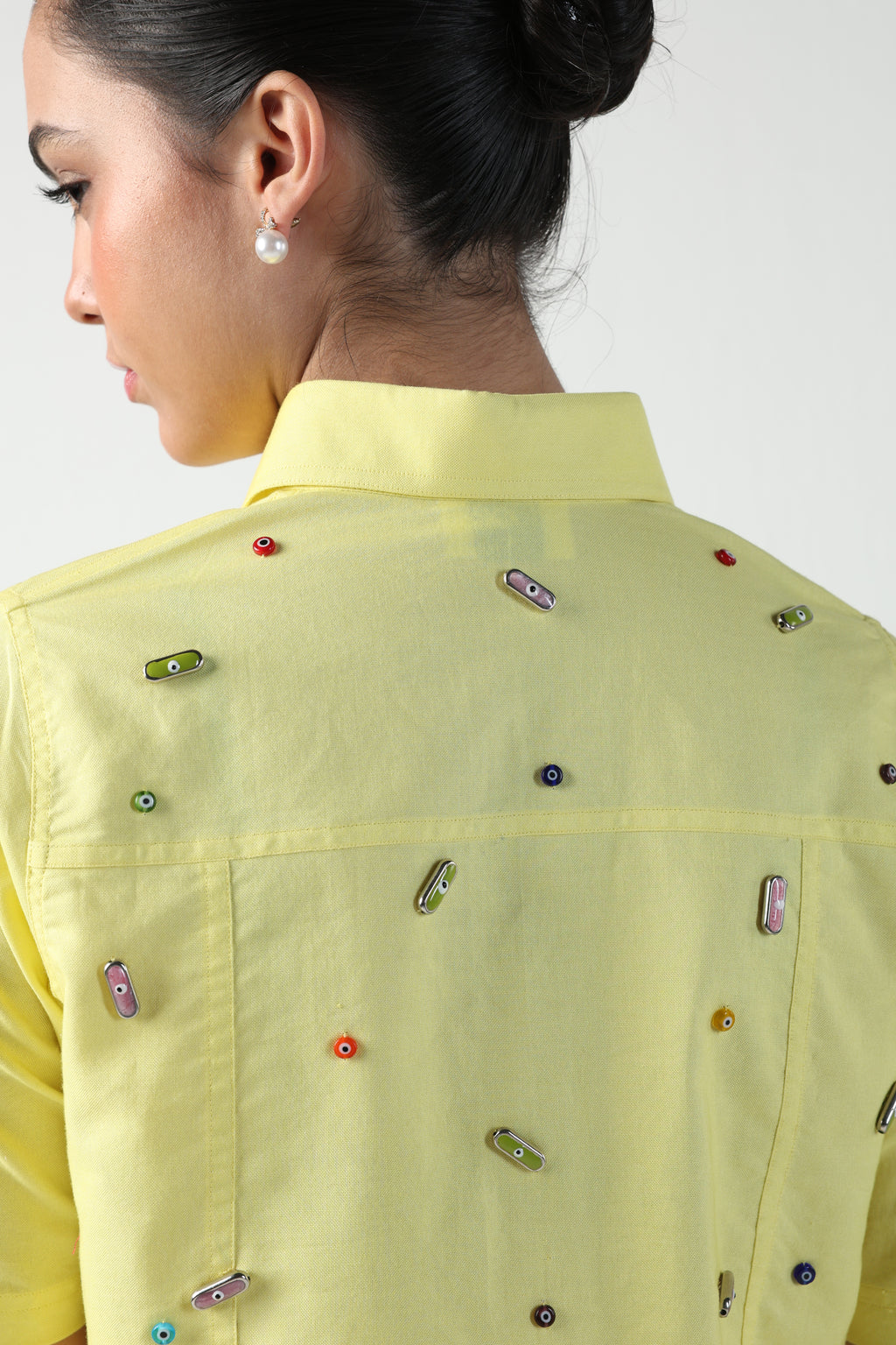 CICCIA YELLOW EVIL EYE CHARM SKIRT CO-ORD SET