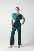 GILDA SEA GREEN 3D PATTERNED HEART BOW TOP / PANTS CO-ORD SET