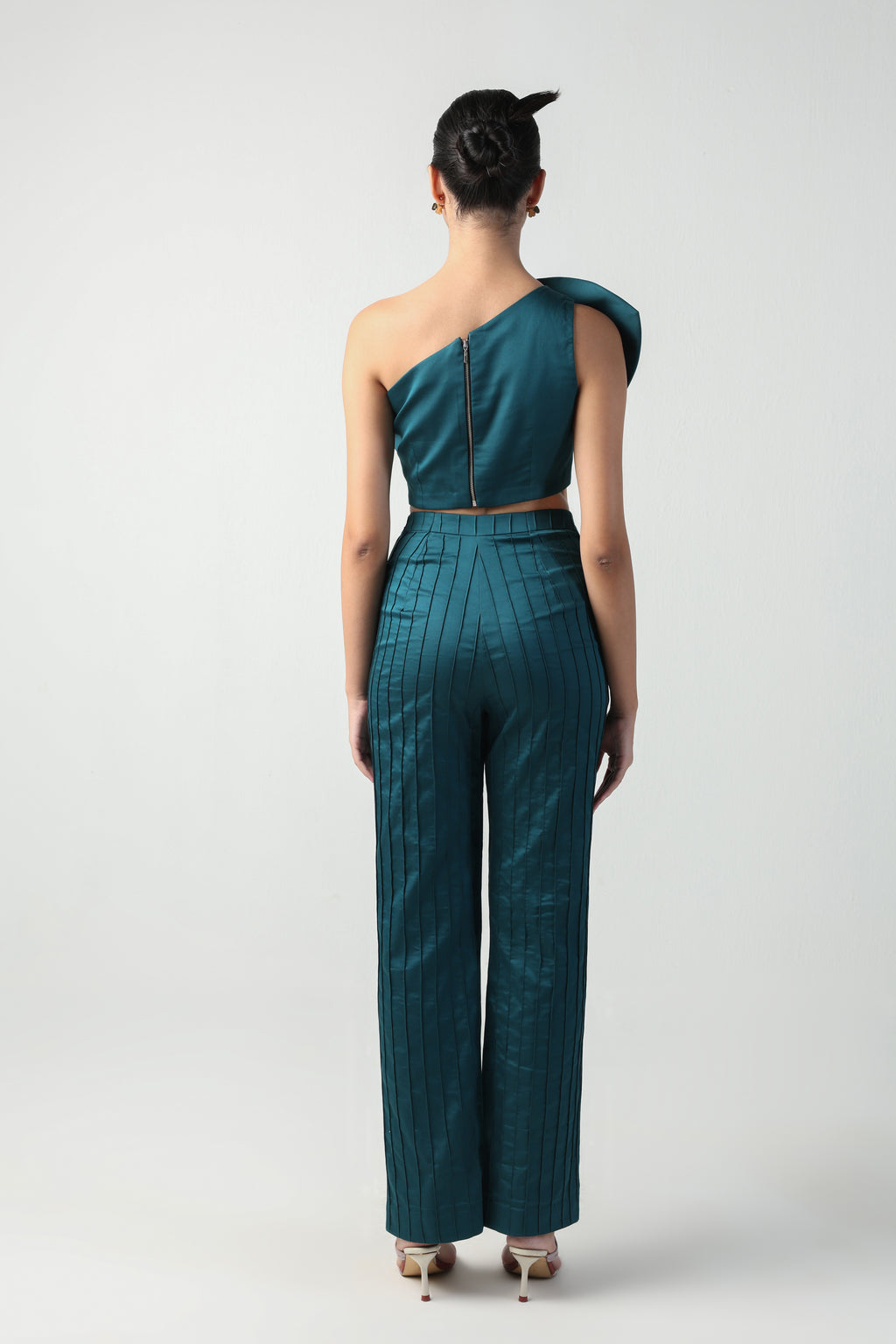 GILDA SEA GREEN 3D PATTERNED HEART BOW TOP / PANTS CO-ORD SET