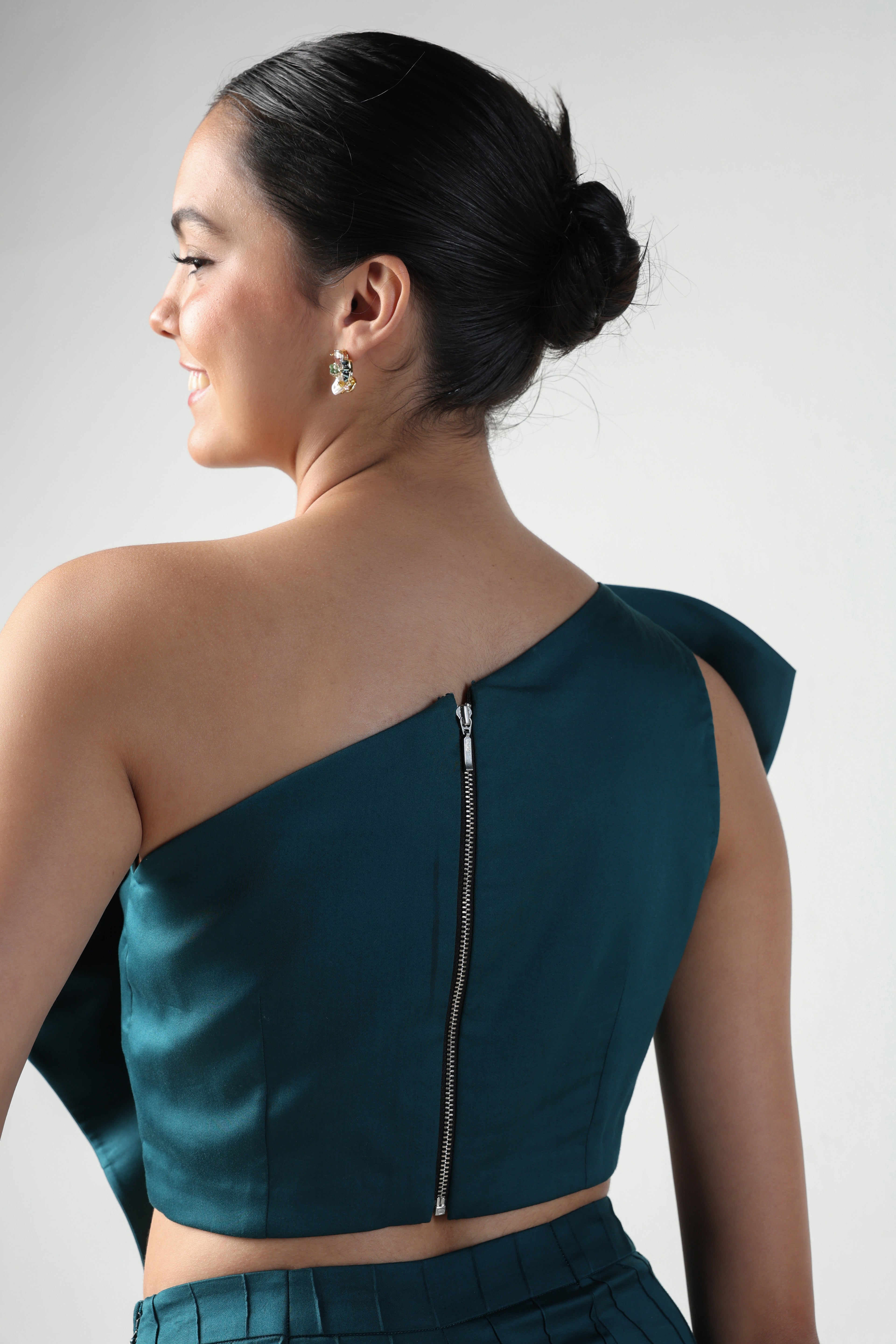 GILDA SEA GREEN 3D PATTERNED HEART BOW TOP / PANTS CO-ORD SET