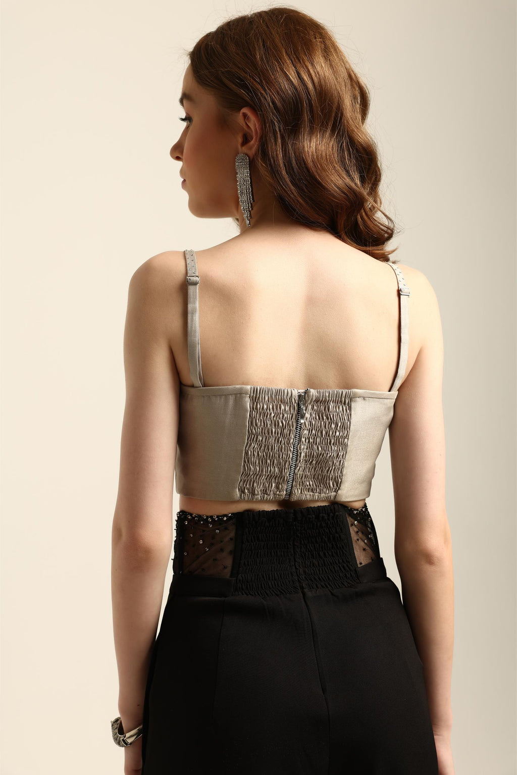 ALIE GREY ROSETTE CORSET TOP