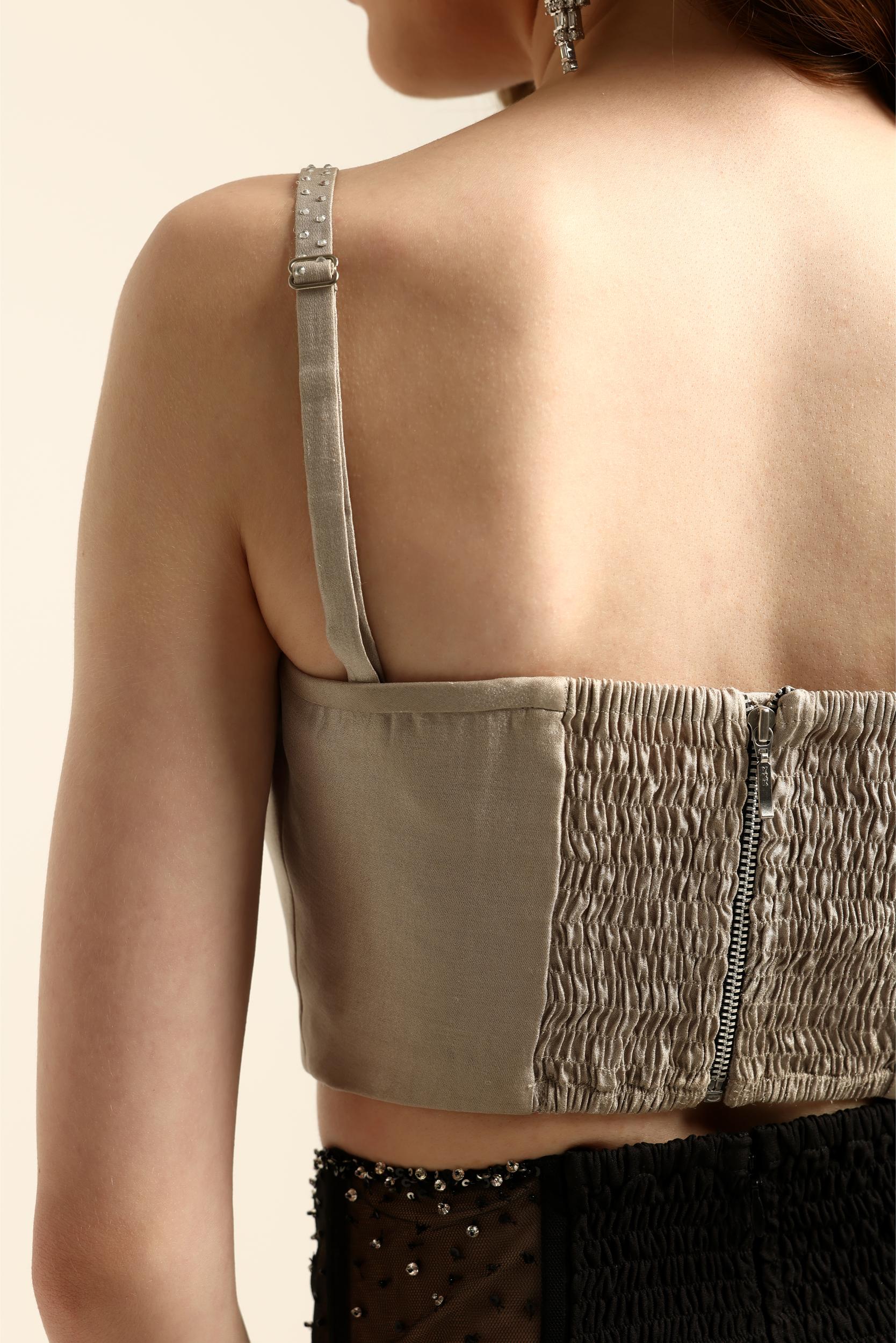 ALIE GREY ROSETTE CORSET TOP