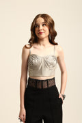 ALIE GREY ROSETTE CORSET TOP