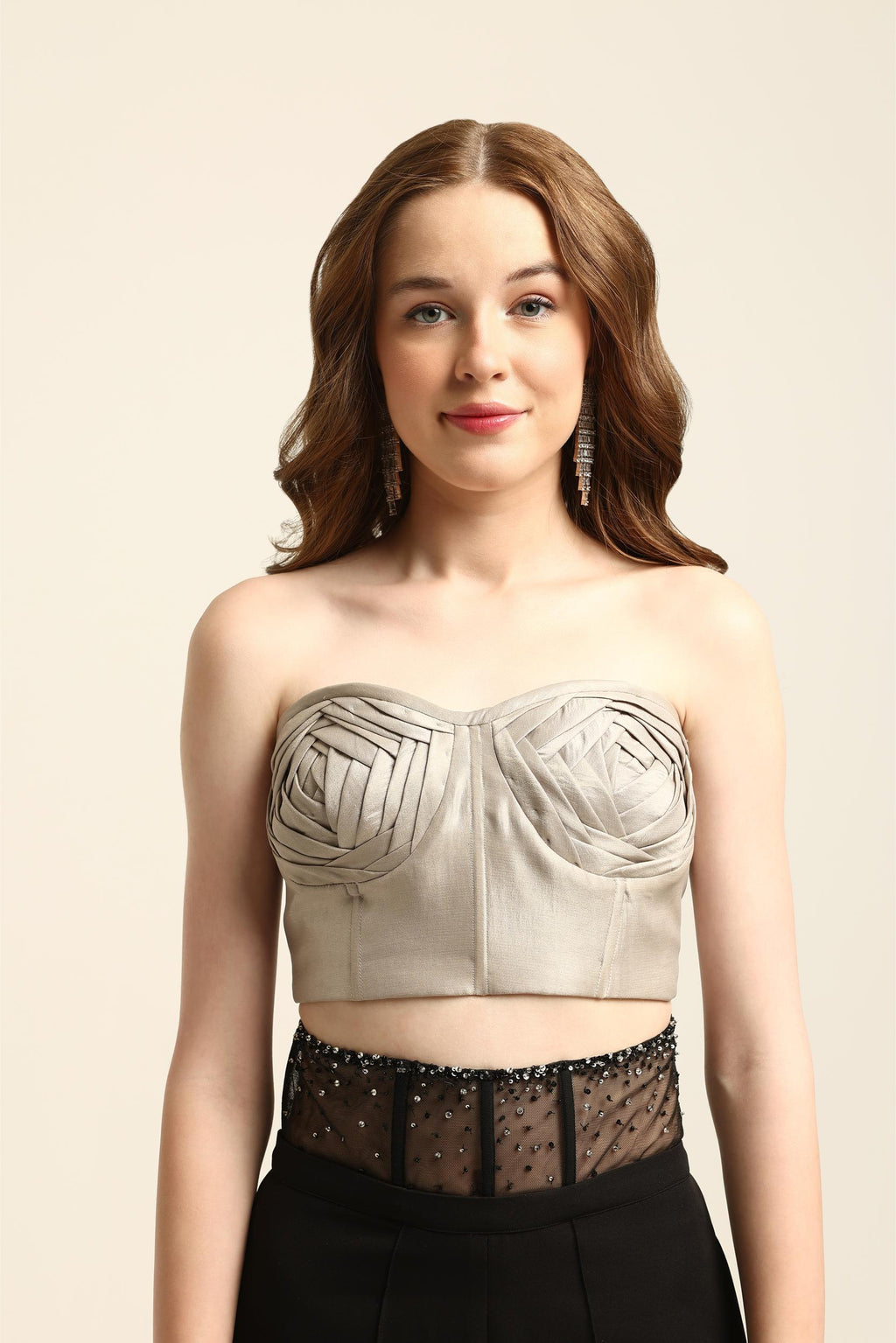 ALIE GREY ROSETTE CORSET TOP