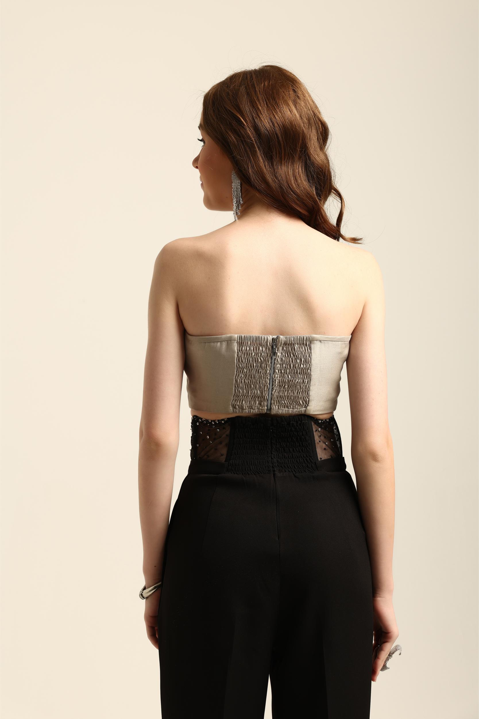 ALIE GREY ROSETTE CORSET TOP