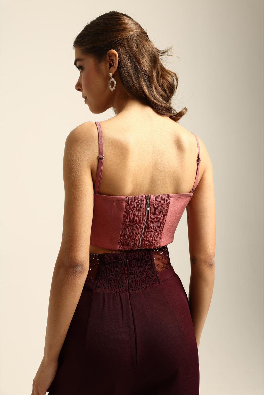 ALIE BLUSH PINK ROSETTE CORSET TOP