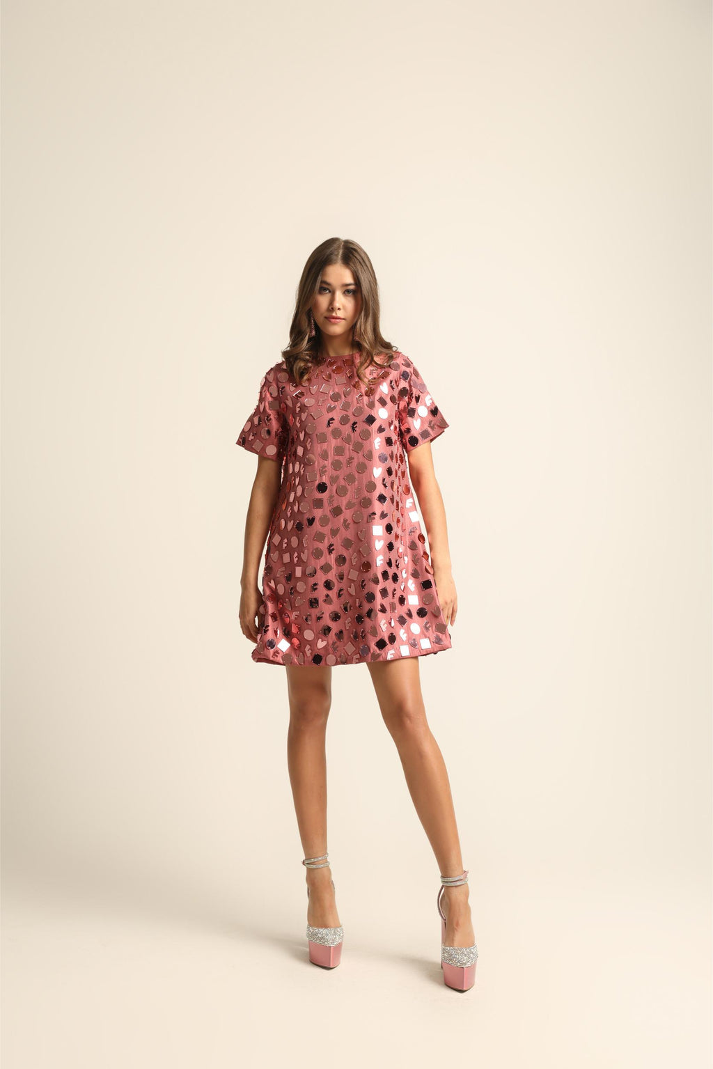 ELISA PINK ACRYLIC DRESS