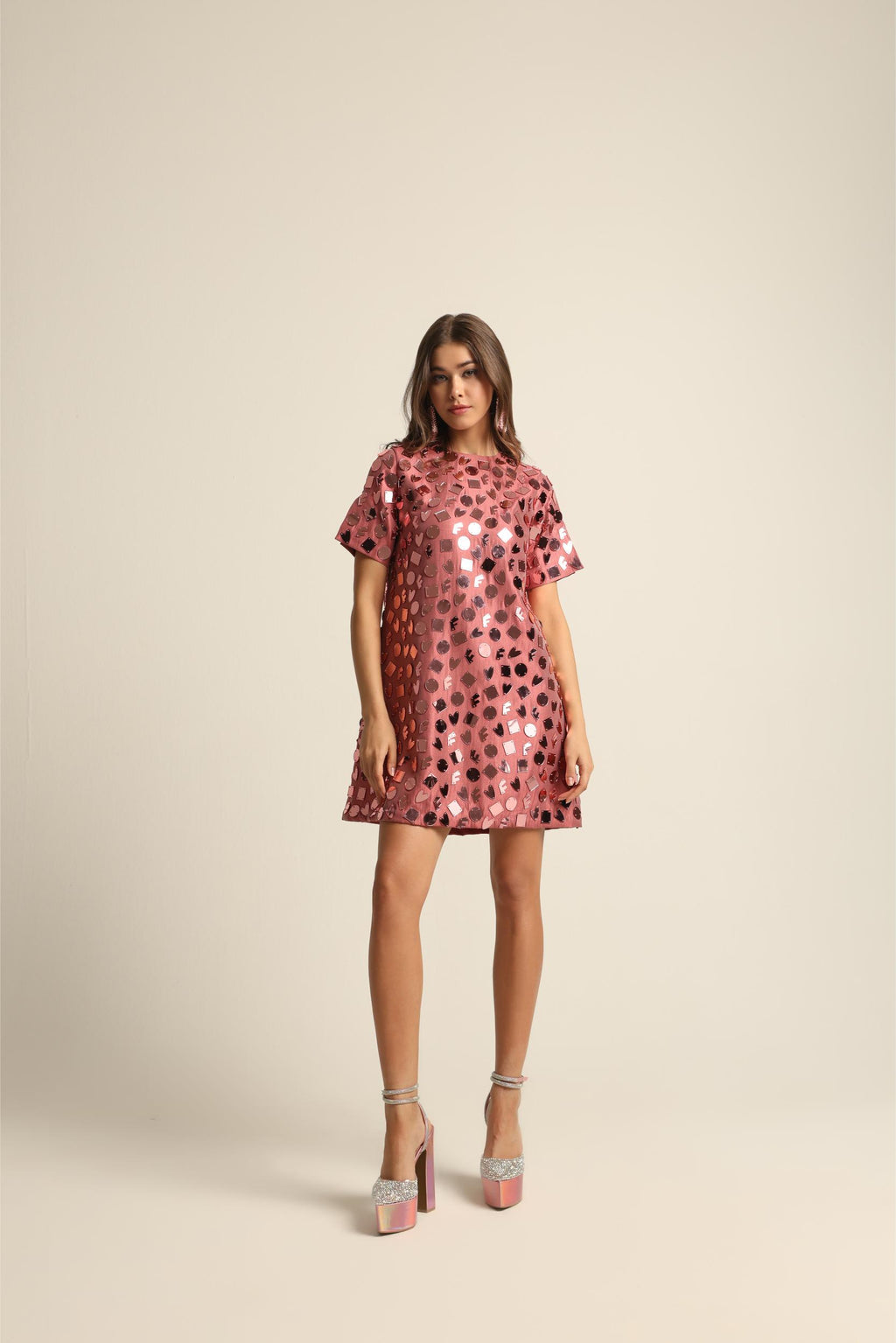 ELISA PINK ACRYLIC DRESS