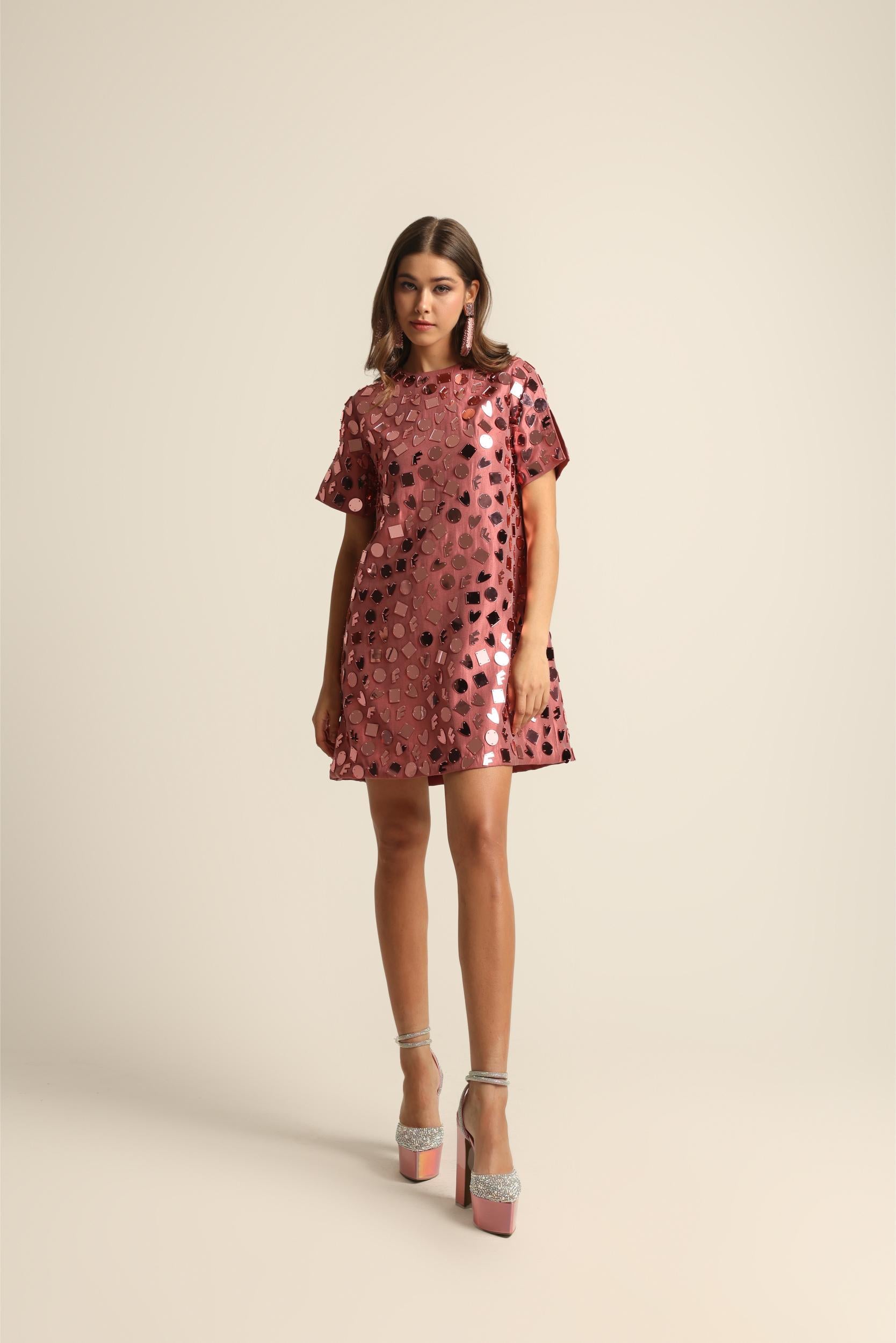 ELISA PINK ACRYLIC DRESS