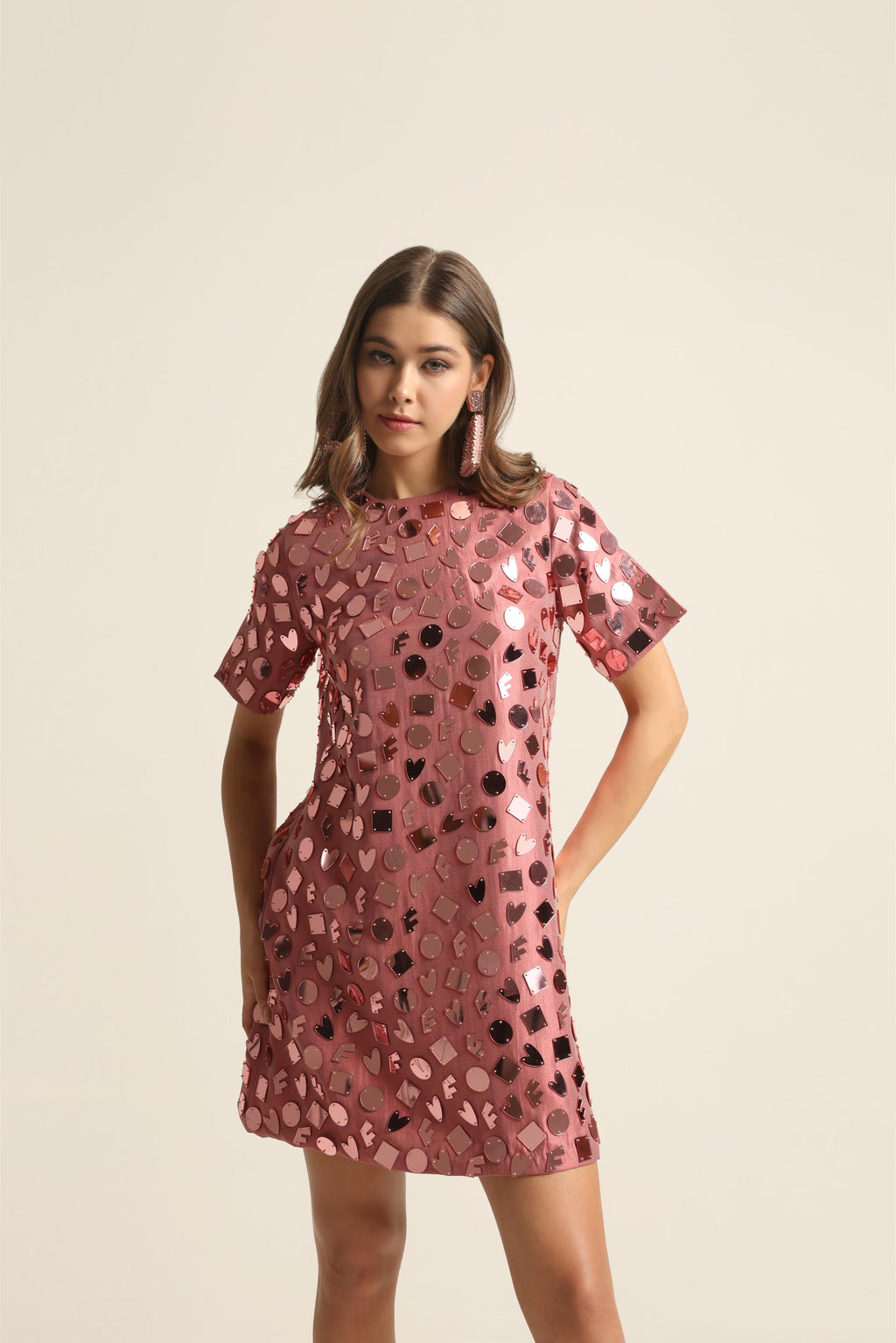 ELISA PINK ACRYLIC DRESS