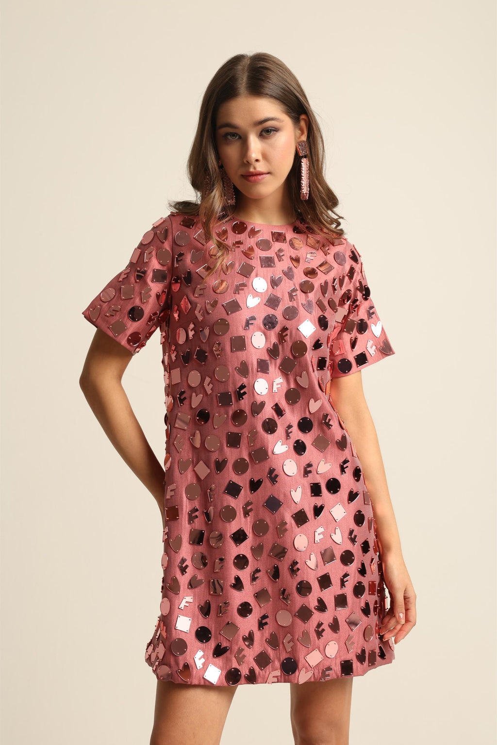 ELISA PINK ACRYLIC DRESS