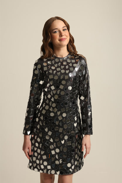 ELISA BLACK ACRYLIC DRESS