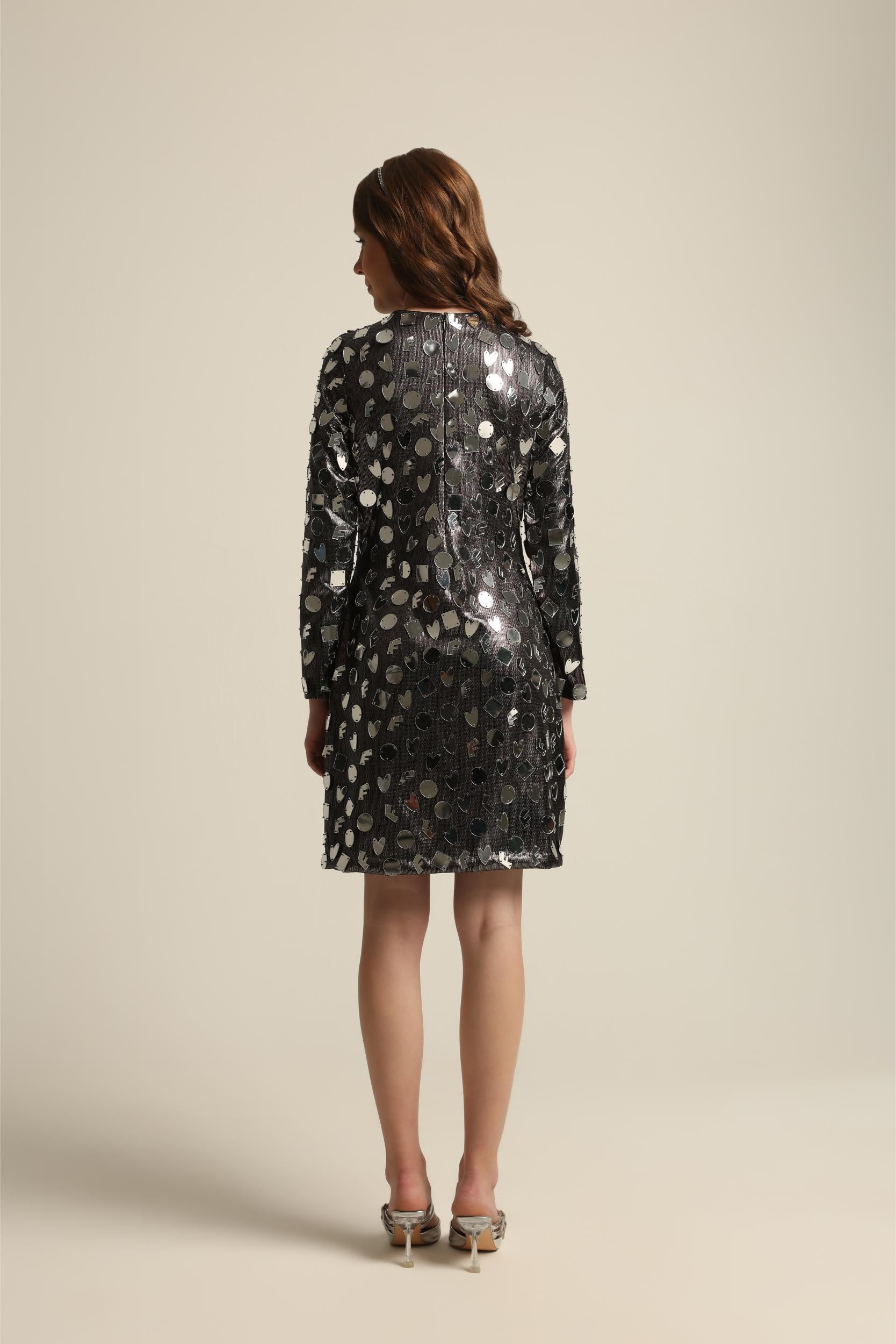 ELISA BLACK ACRYLIC DRESS