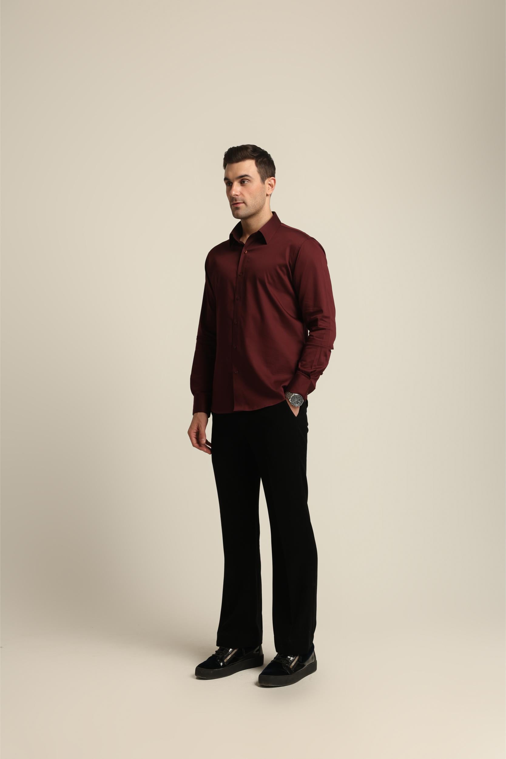 WINE AND GOLD DRAGON FISH YIN / YANG SHIRT