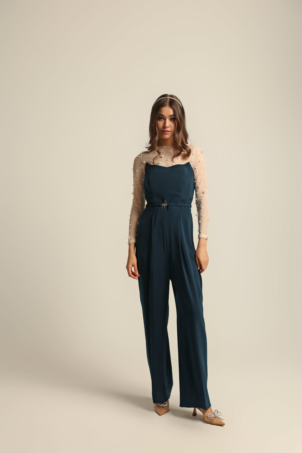 LEA AQUA GREEN CORSET JUMPSUIT