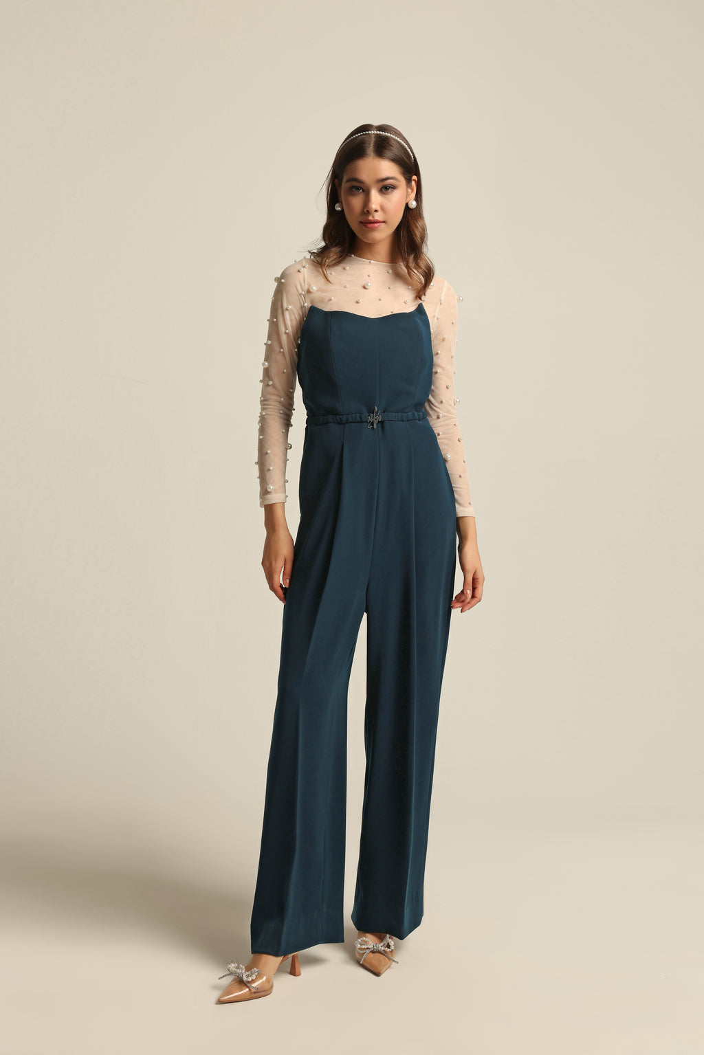 LEA AQUA GREEN CORSET JUMPSUIT