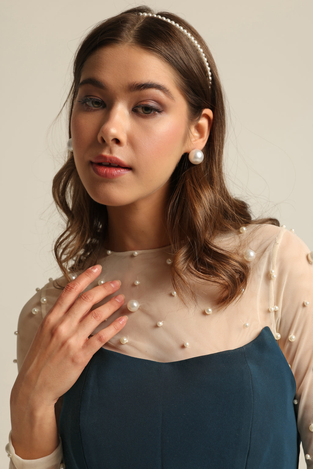 LILY CREAM TONE PEARL BODYSUIT