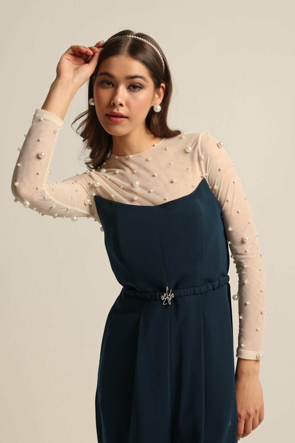 LILY CREAM TONE PEARL BODYSUIT