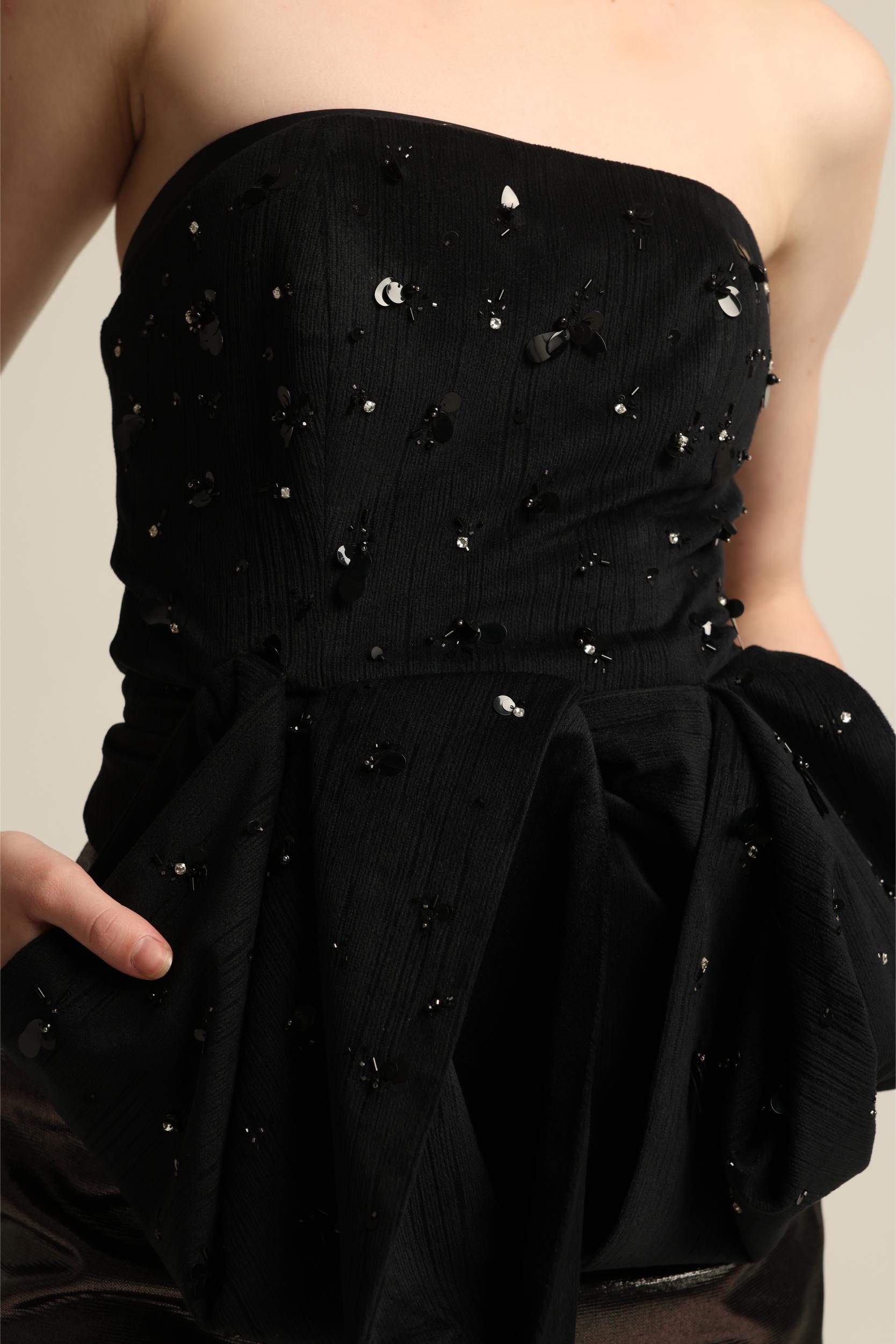 KELLY BLACK BANDEAU BOW TOP