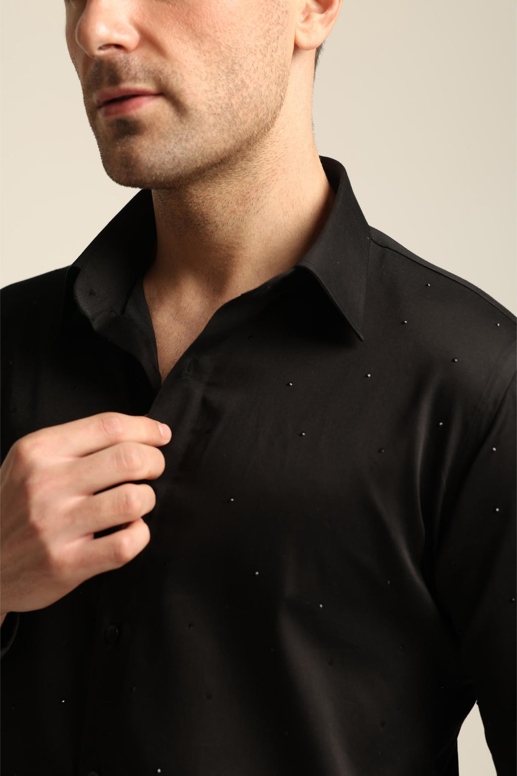 BLACK RHINESTONE DRAGON FISH YIN / YANG SHIRT