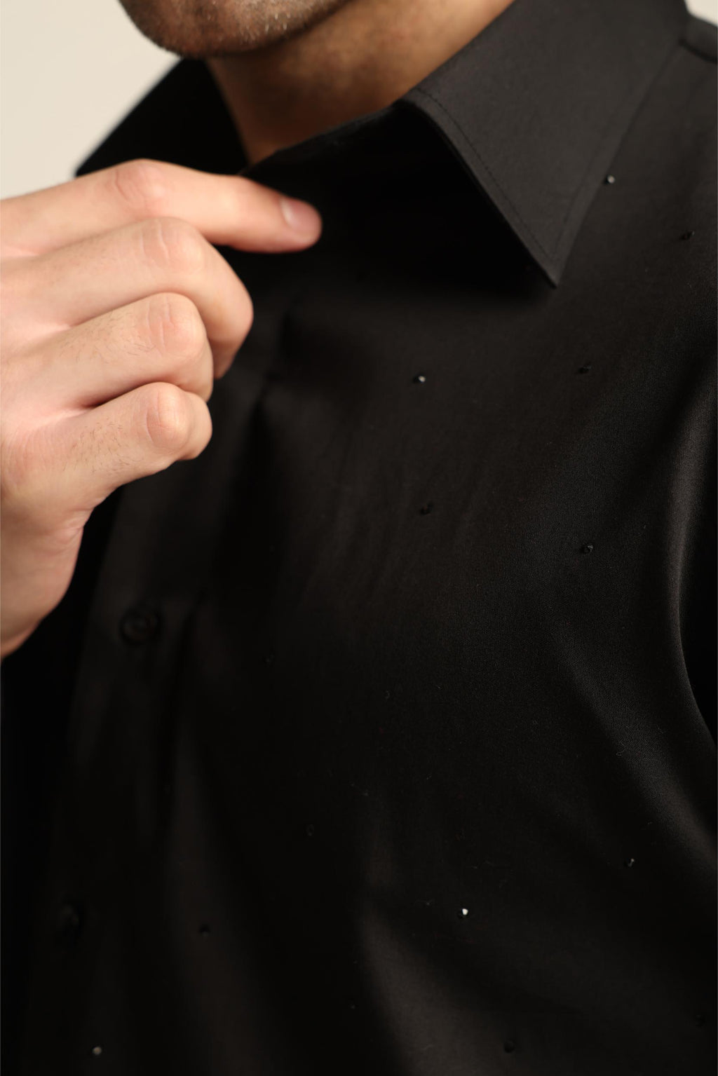 BLACK RHINESTONE DRAGON FISH YIN / YANG SHIRT