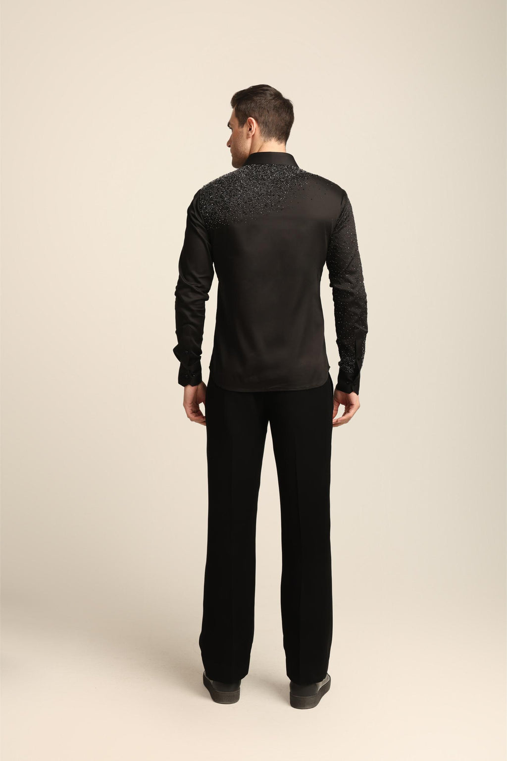 BLACK STARDUST SILVER HAND EMBROIDERED SHIRT