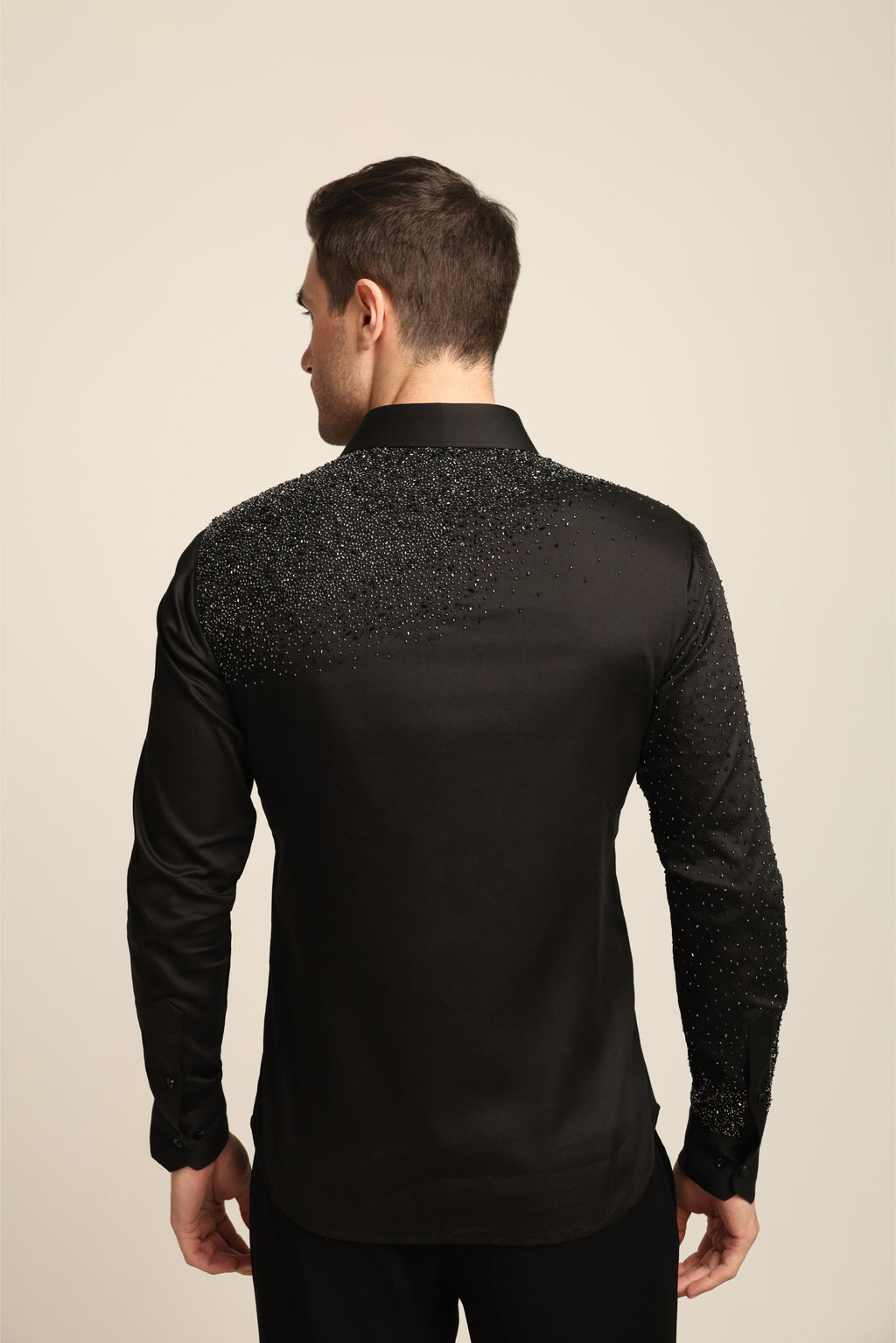 BLACK STARDUST SILVER HAND EMBROIDERED SHIRT