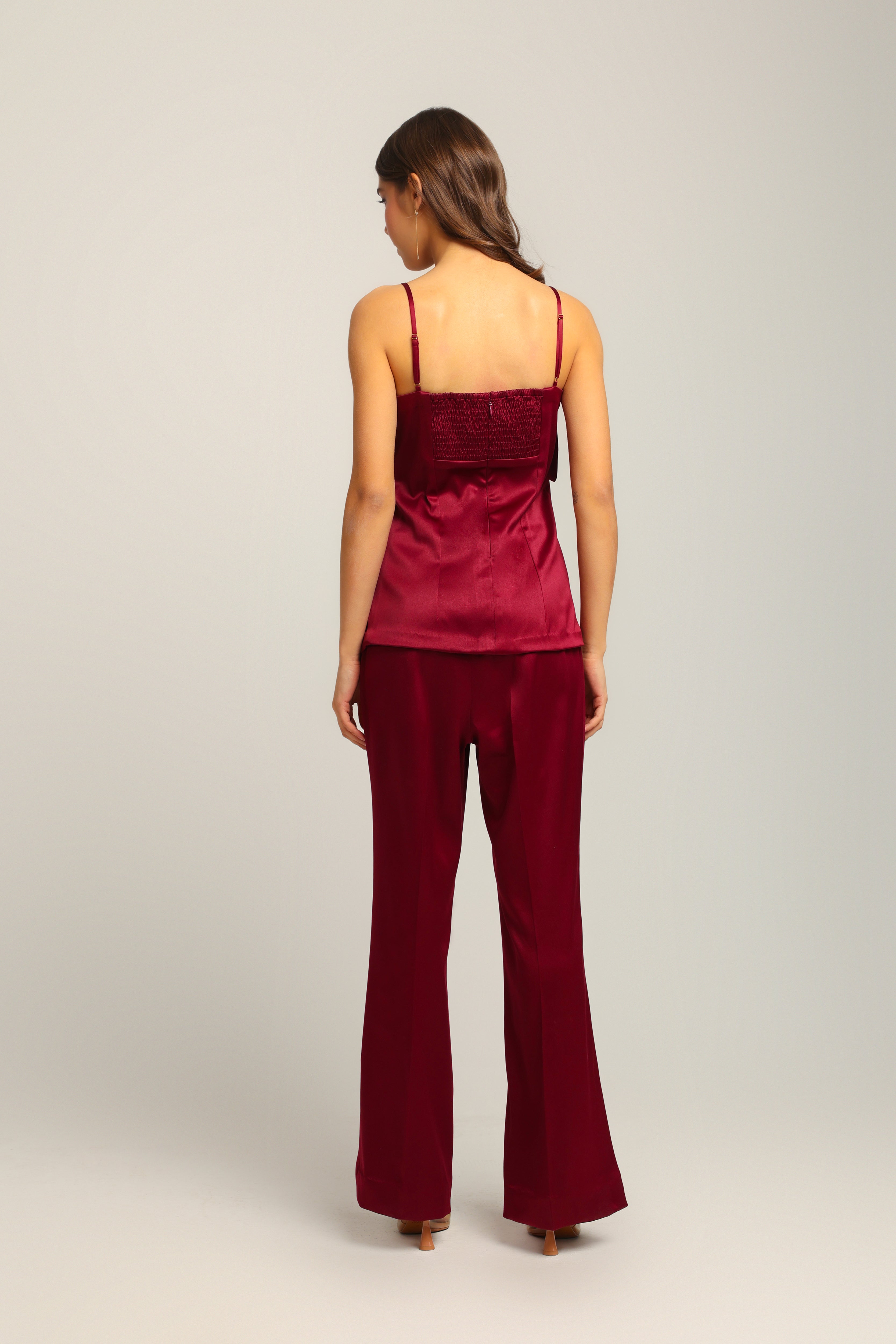 GIA PLUM FIT AND FLARE PANTS