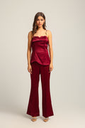 GIA PLUM FIT AND FLARE PANTS