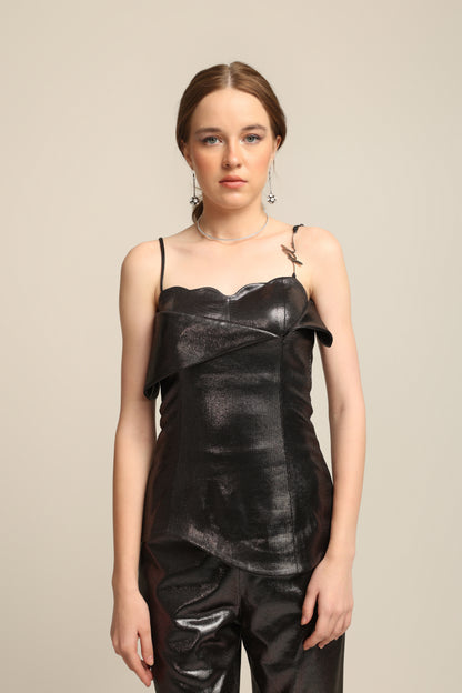 MIA BLACK FOIL TULIP TOP