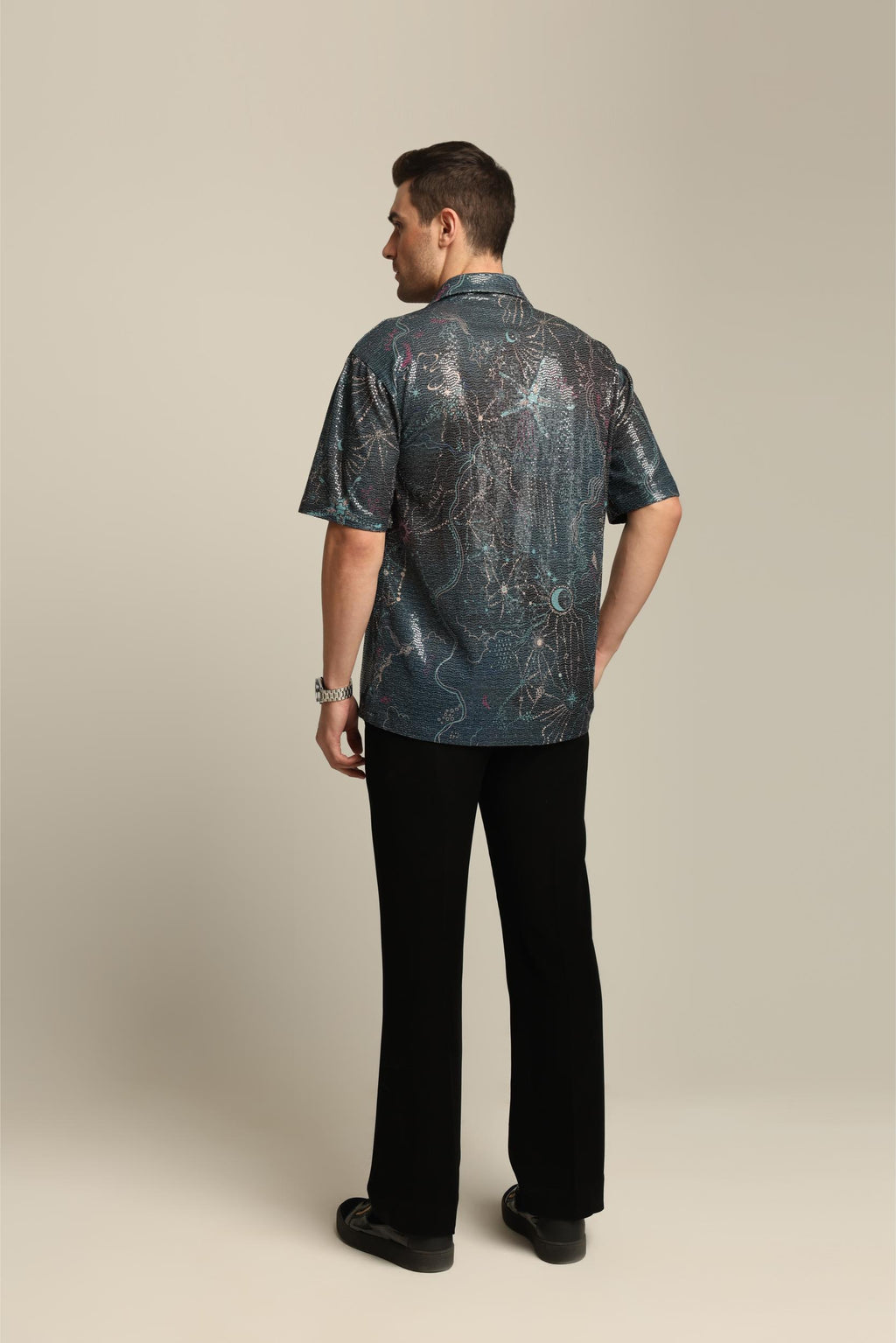 MAYA SEQUIN PRINTED PARTY SHIRT