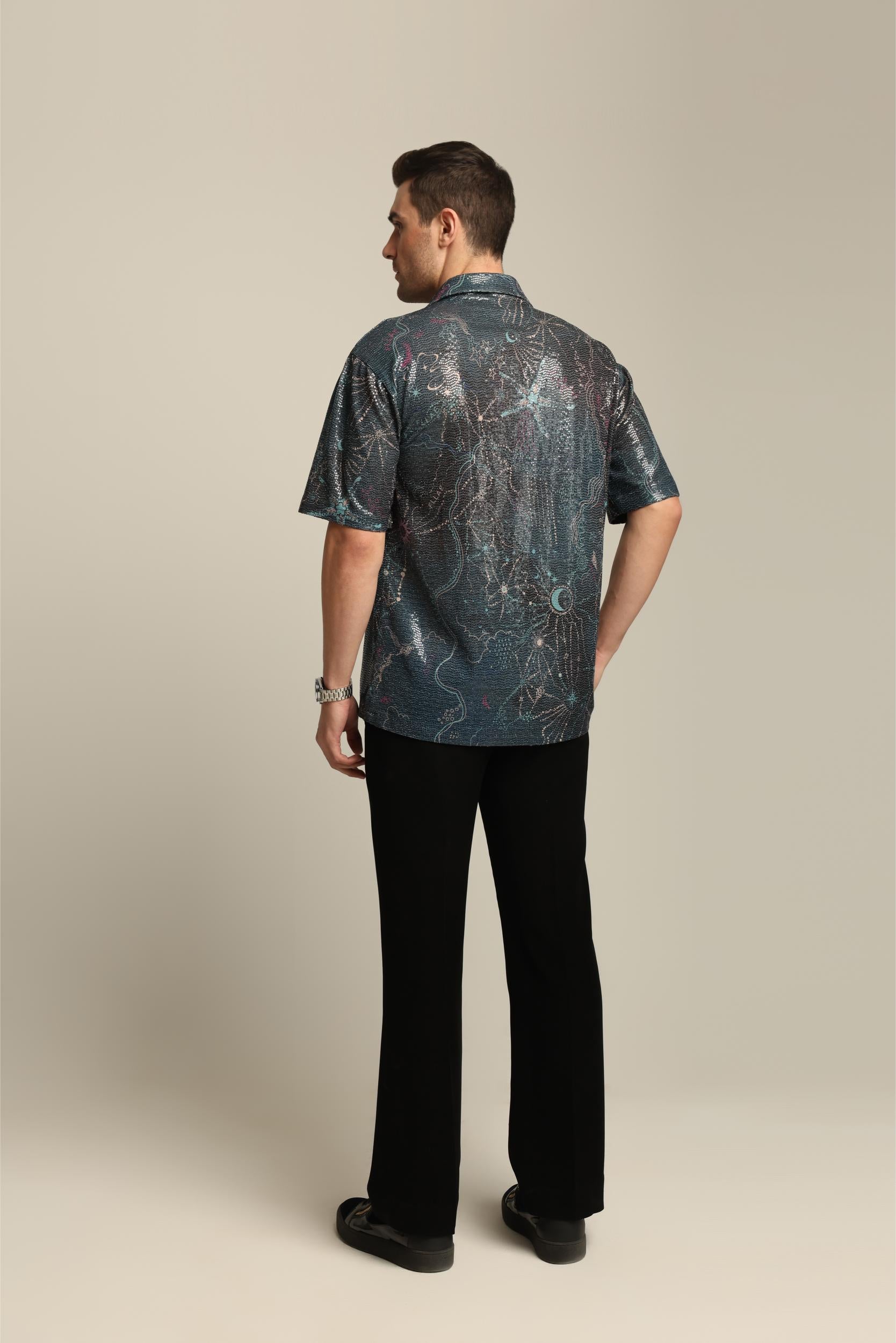 MAYA SEQUIN PRINTED PARTY SHIRT