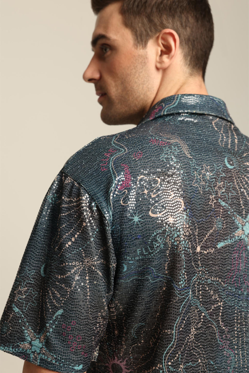 MAYA SEQUIN PRINTED PARTY SHIRT