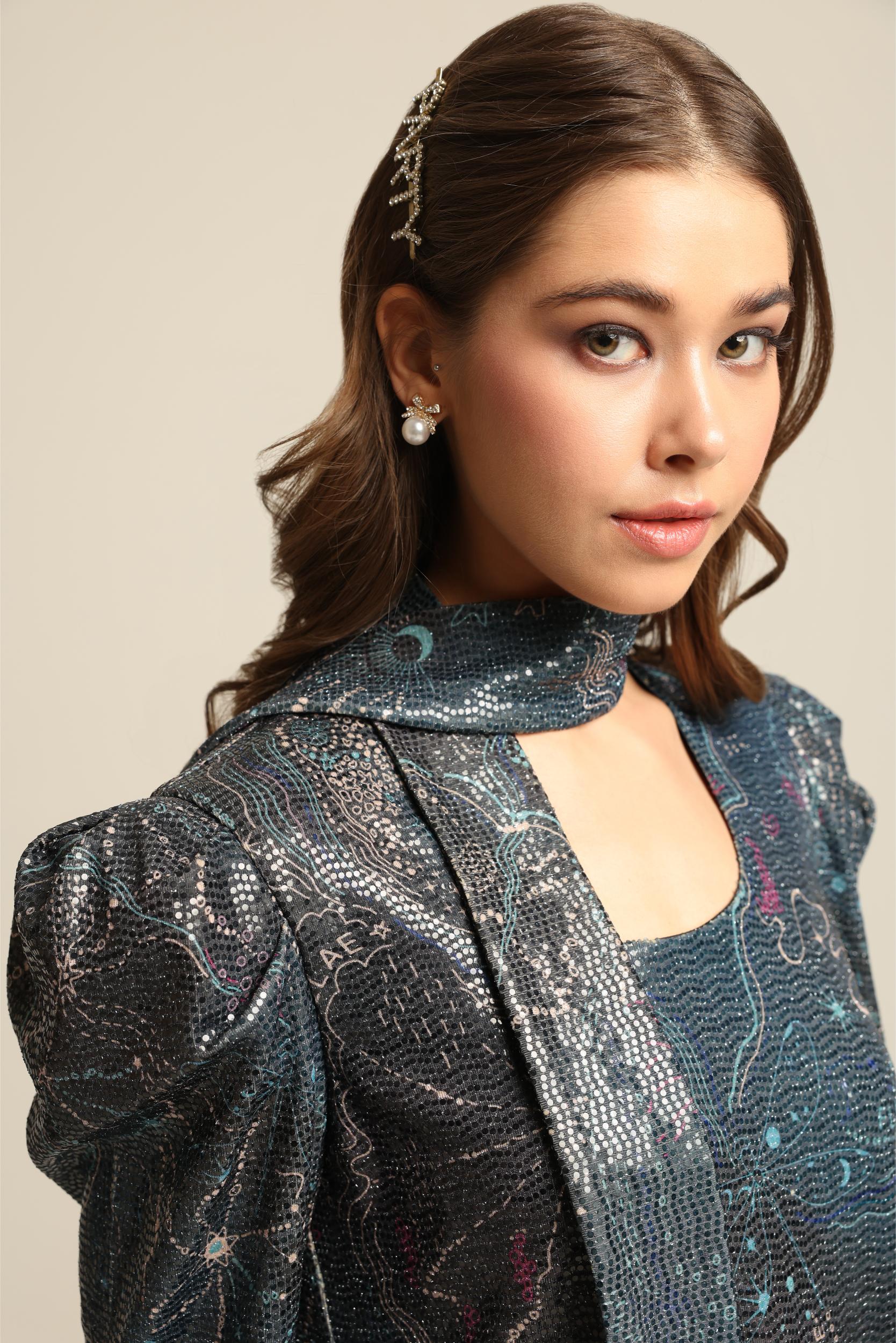 MAYA SEQUIN PRINT FULL SLEEVE DRESS