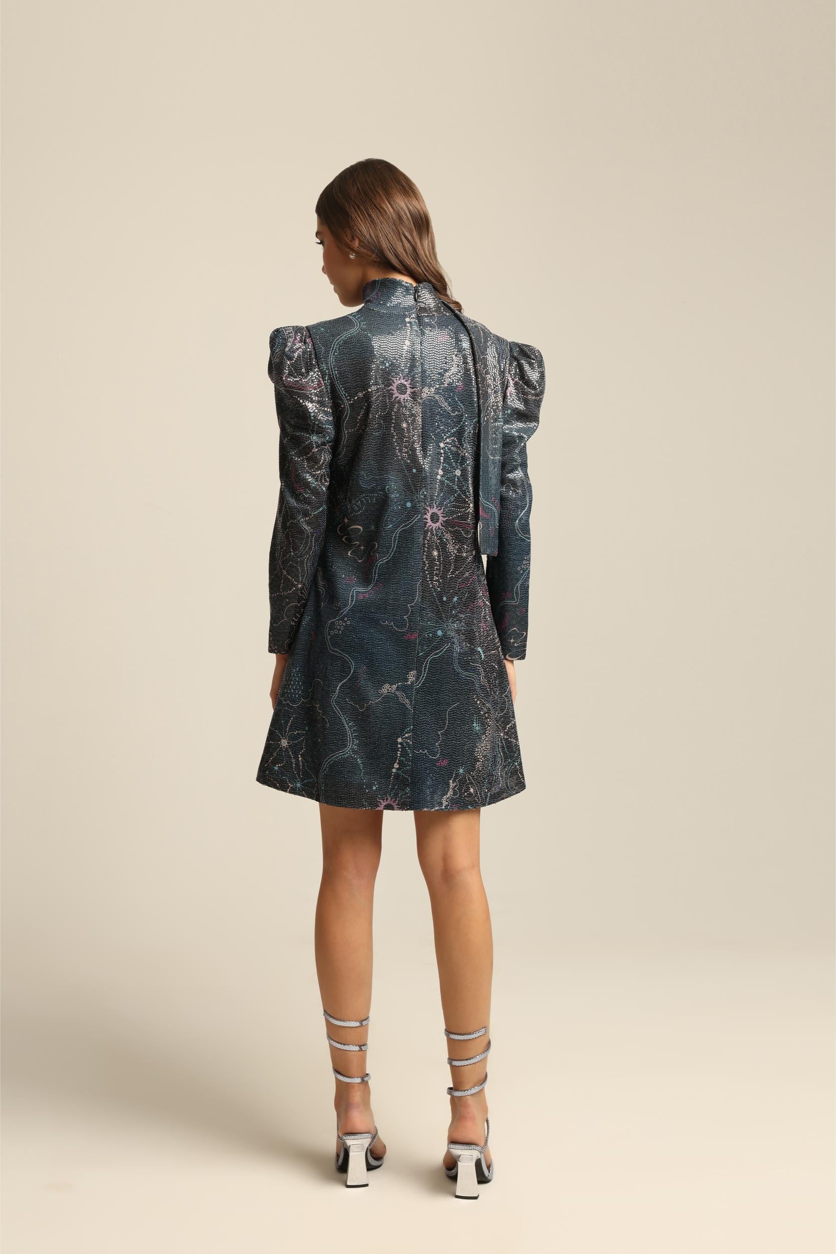 MAYA SEQUIN PRINT FULL SLEEVE DRESS