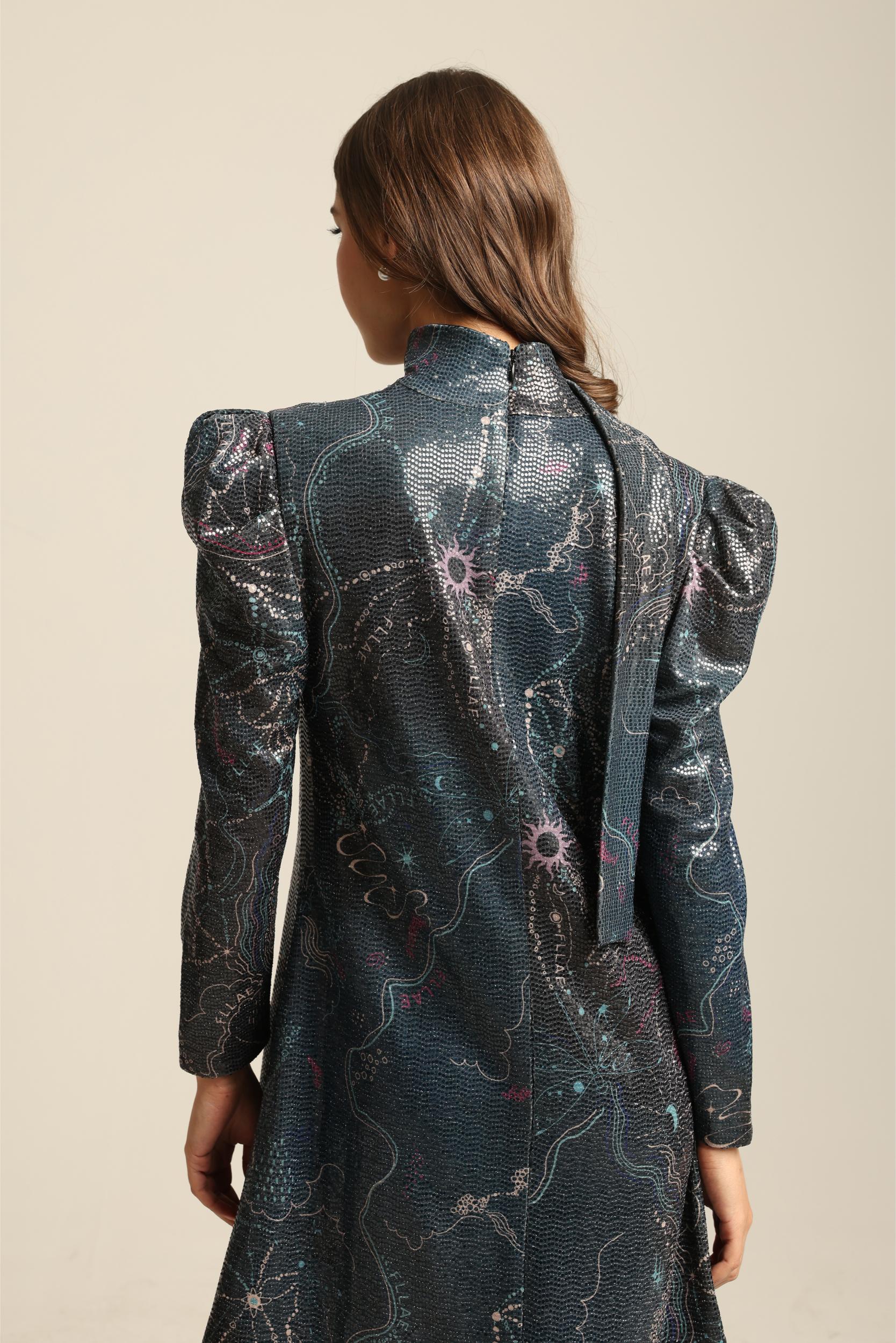 MAYA SEQUIN PRINT FULL SLEEVE DRESS