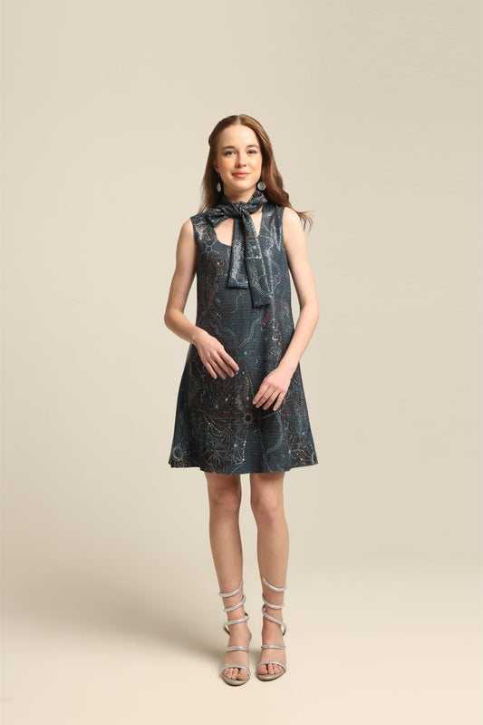 MAYA SEQUIN PRINT SLEEVELESS DRESS