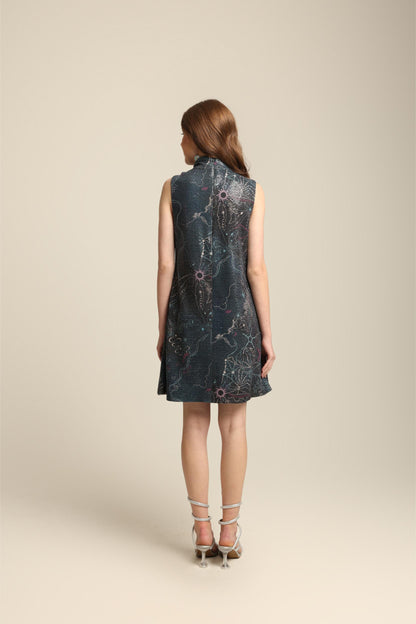 MAYA SEQUIN PRINT SLEEVELESS DRESS