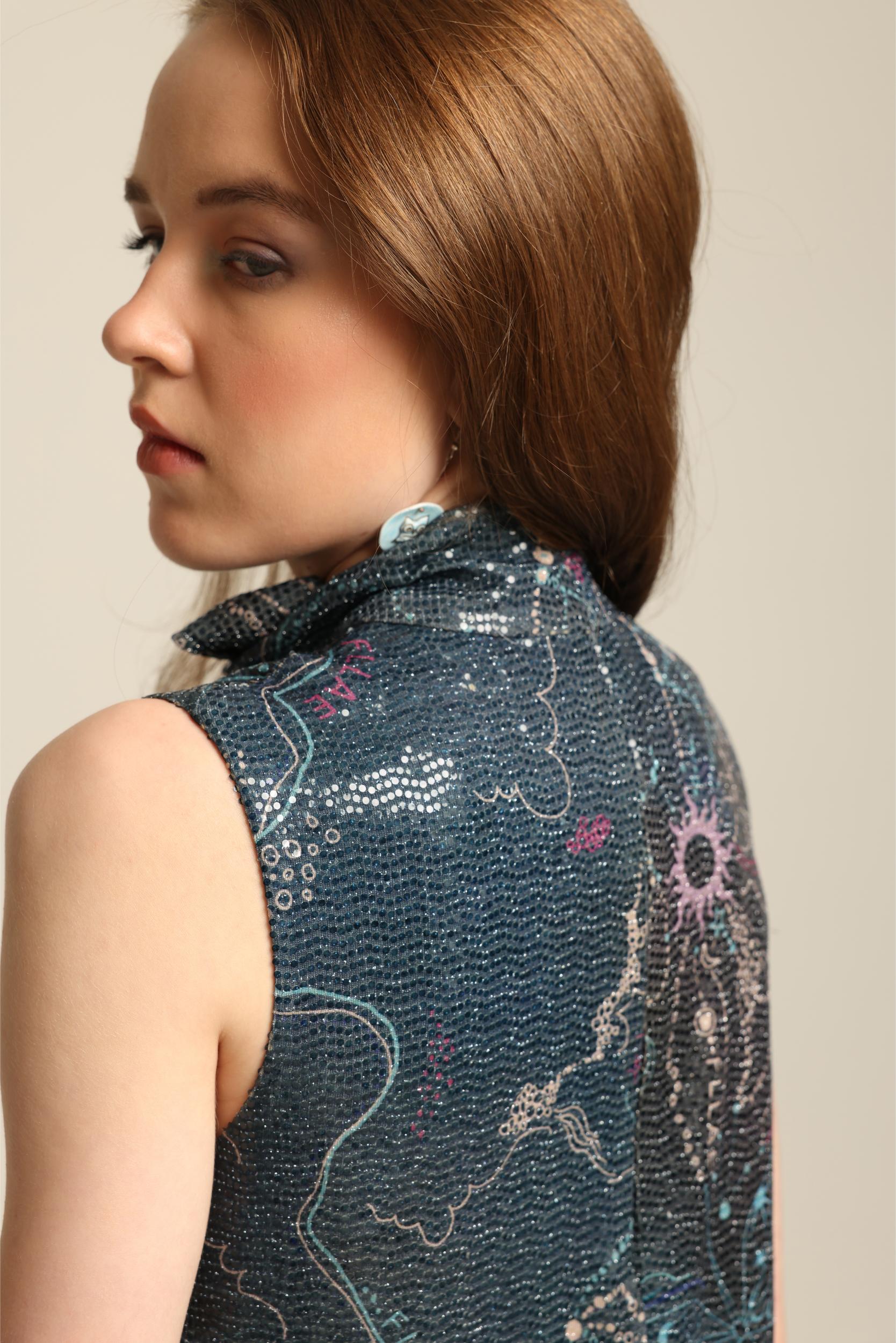 MAYA SEQUIN PRINT SLEEVELESS DRESS