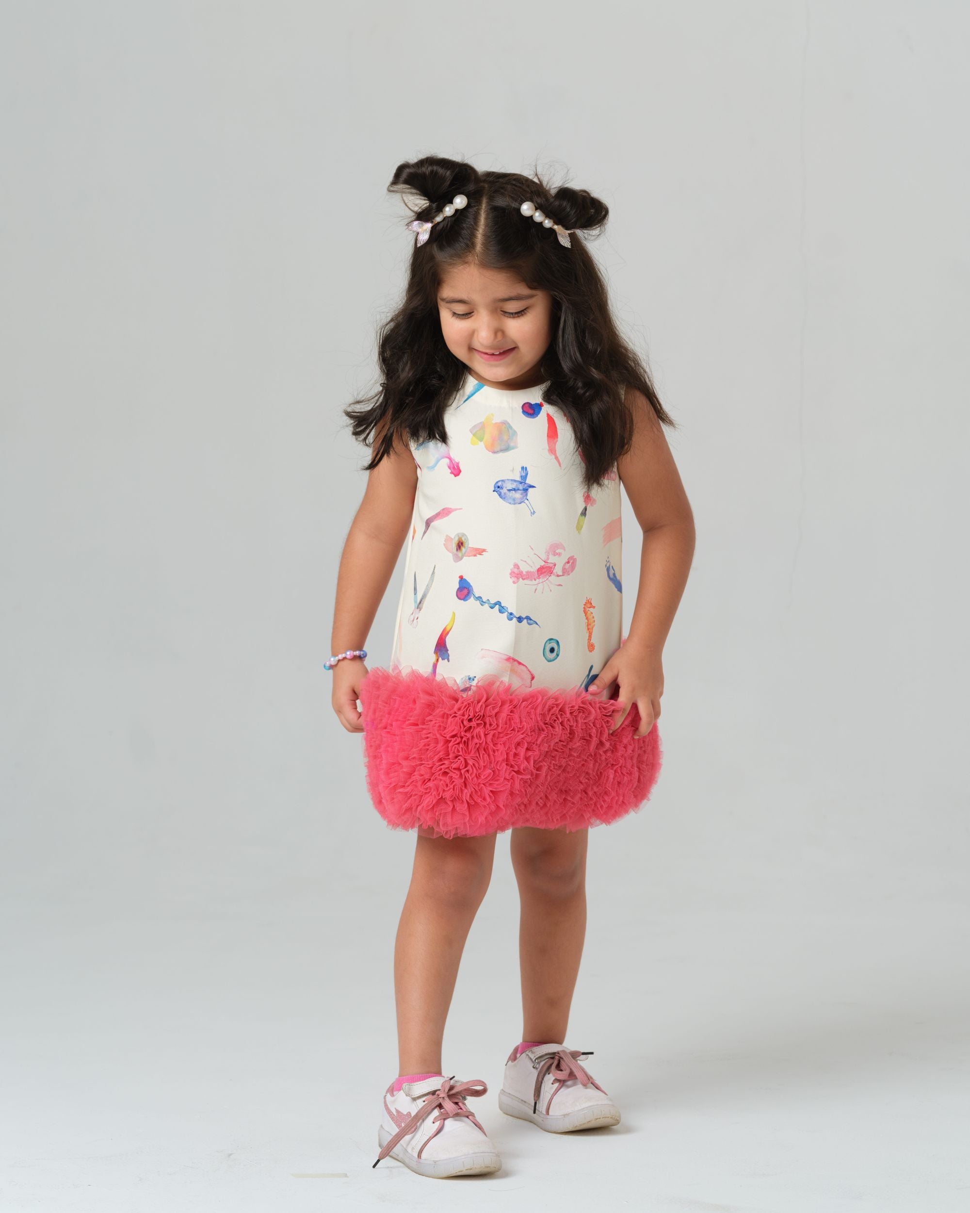 ARIA ABSTRACT BRUSHSTROKE PRINT DRESS MINI