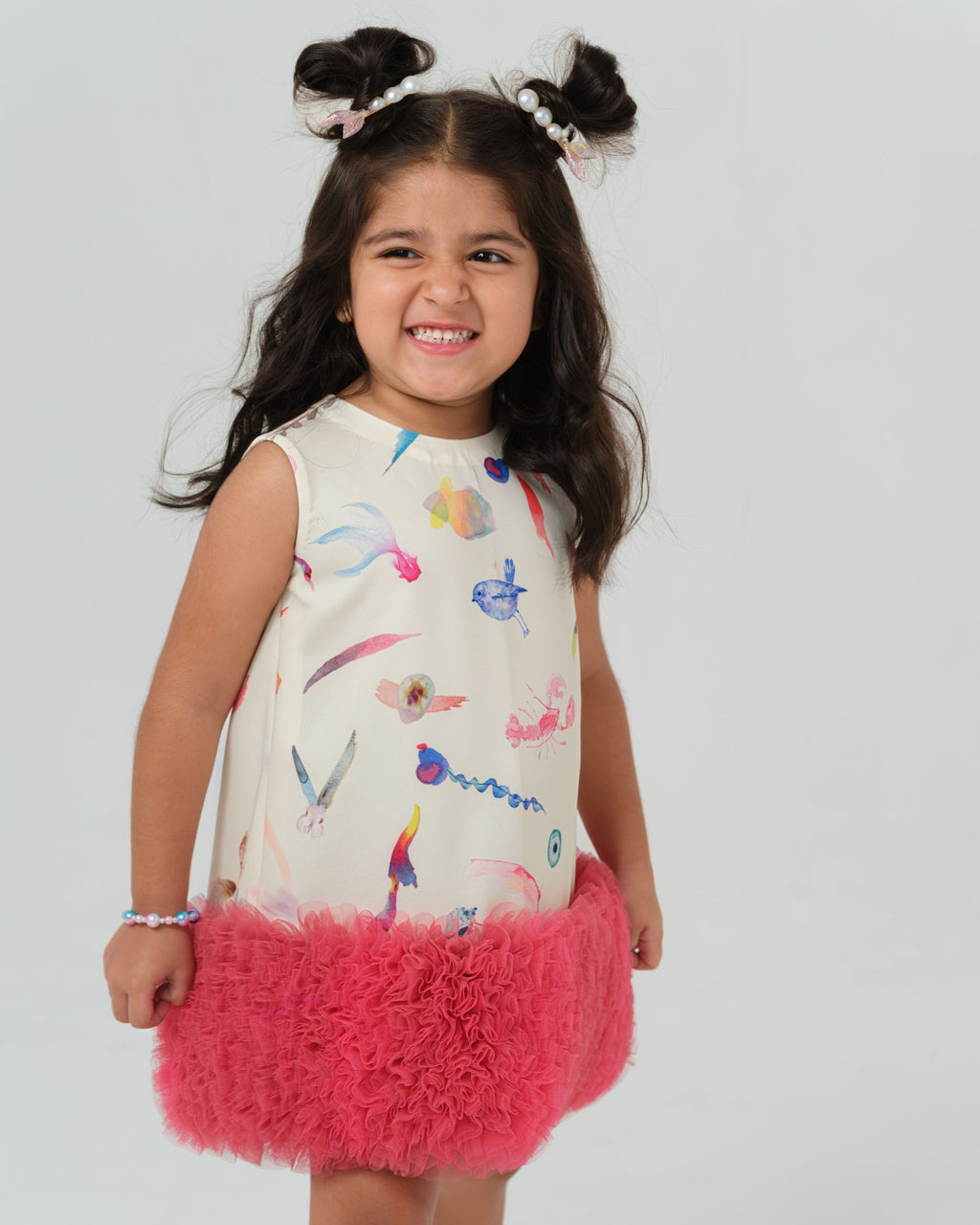 ARIA ABSTRACT BRUSHSTROKE PRINT DRESS MINI
